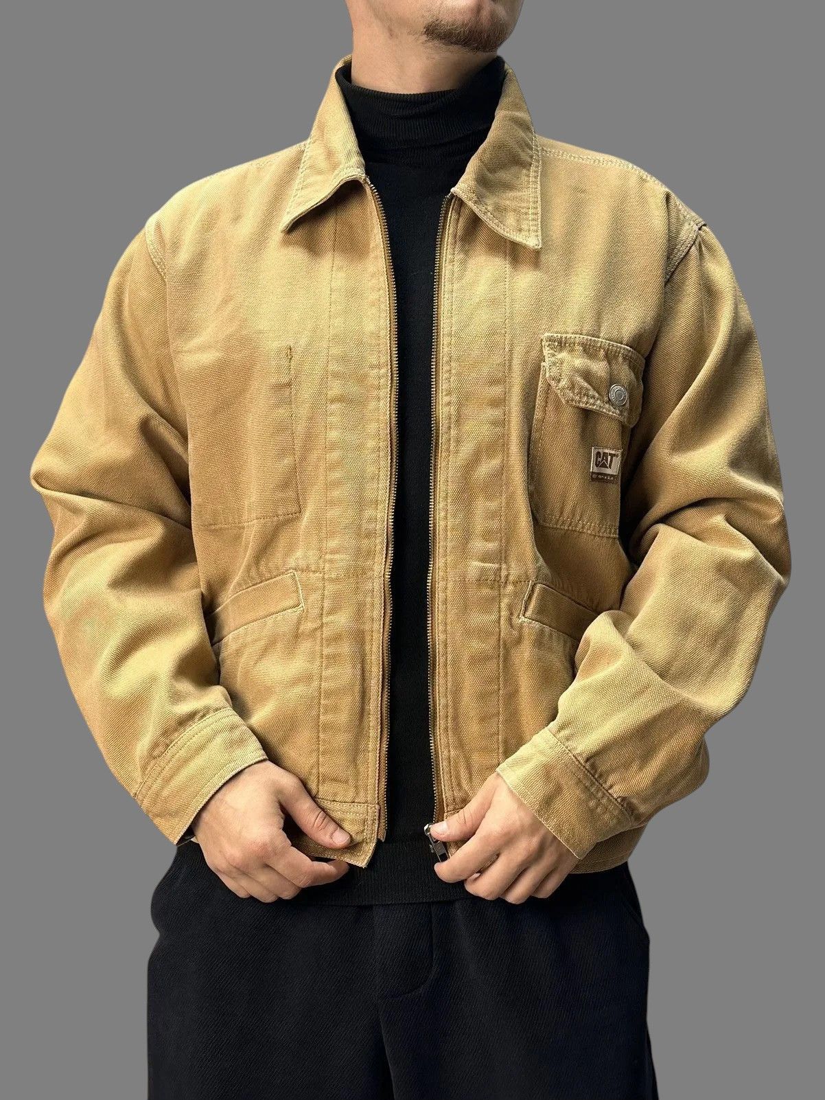 Japanese Brand Caterpillar Beige Workwear Jacket Utility Y2K Style Size US M / EU 48-50 / 2 - 1 Thumbnail