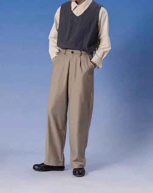 Japanese Brand 20SS Indigo Union Japan Khaki Minimal Relaxed Fit Pants Size US 33 - 2 Thumbnail