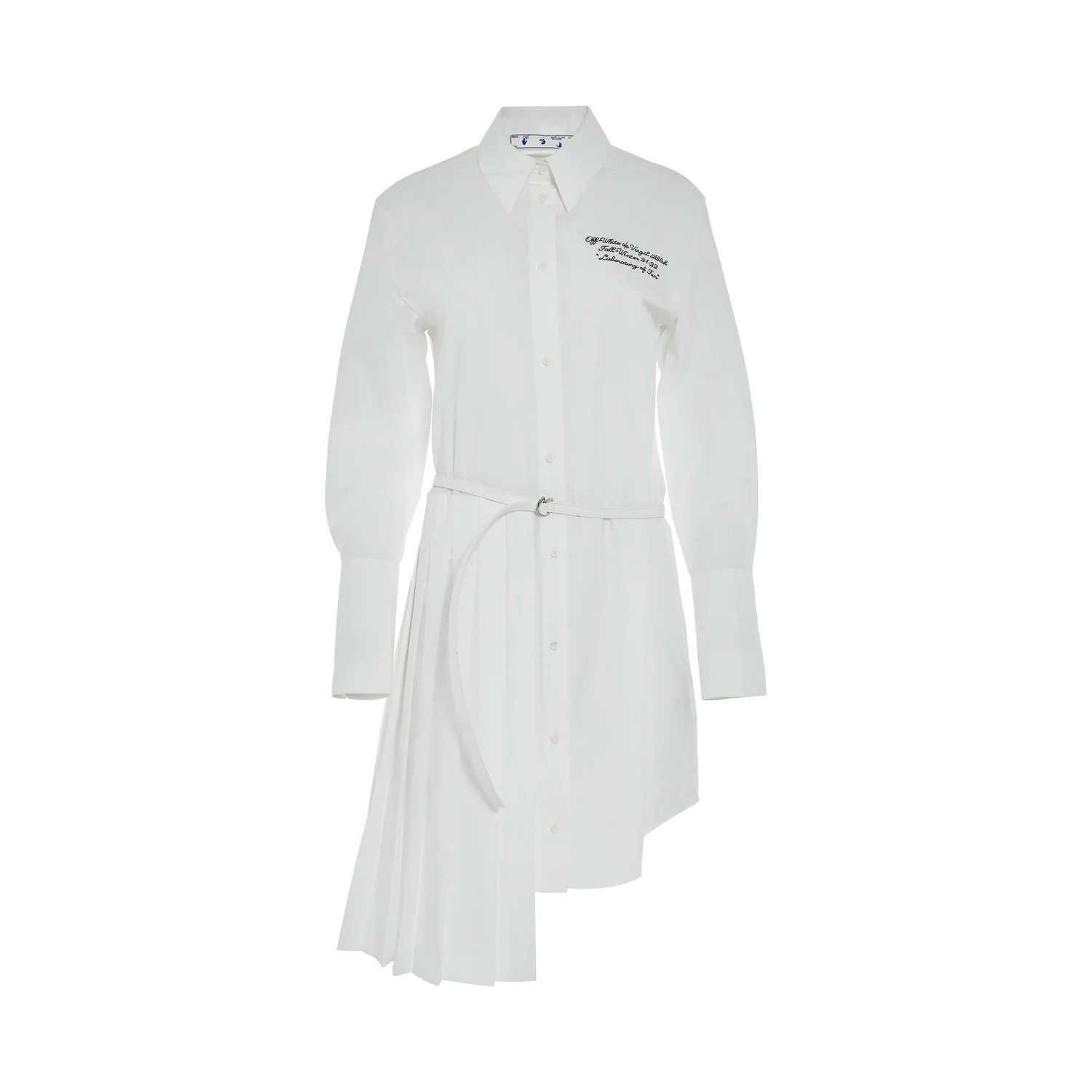 Off-White o1gr1nt0425 Popel Plisse Shirt Dress in White Size S / US 4 / IT 40 - 1 Thumbnail