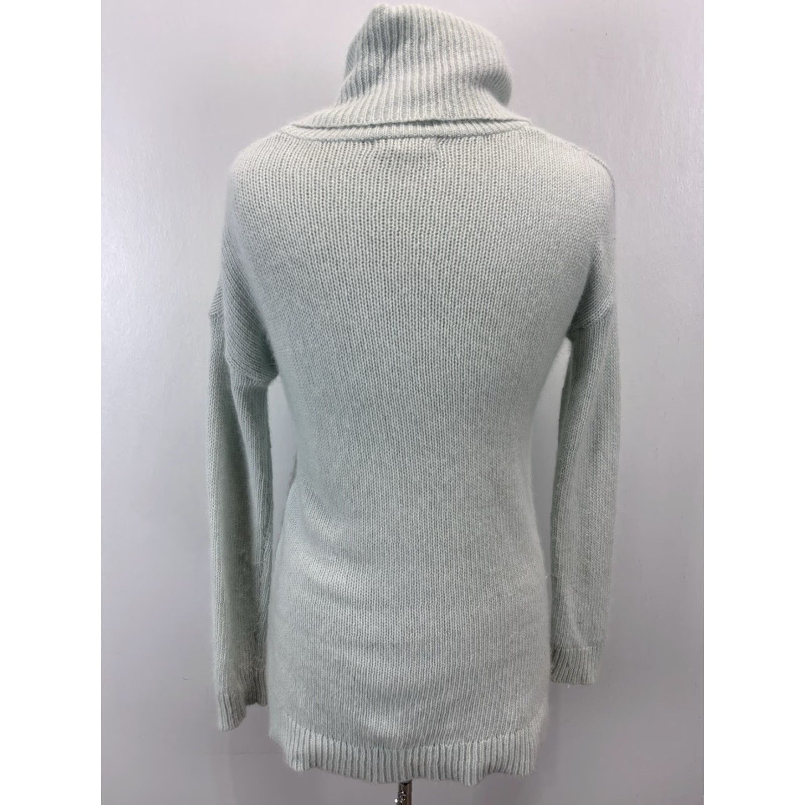 Vintage VINTAGE Kenar Angora Blend Cowl Neck Sweater Shirt Women’s Small S Mint Green Fisherman Knit Pullover Long Sleeve Chunky-Knit Casual Size S / US 4 / IT 40 - 3 Thumbnail
