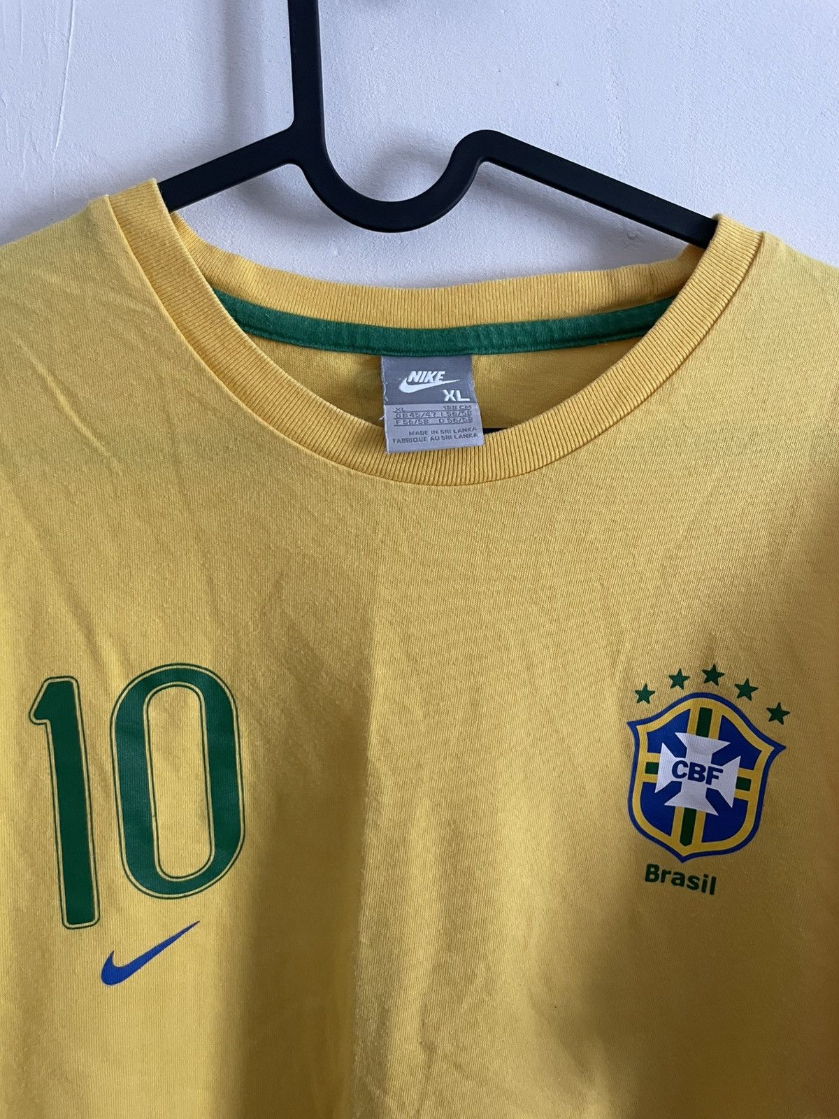 Nike × Vintage Vintage Y2K Nike Grey Label Brazil Ronaldinho Number 10 Tee Size US XL / EU 56 / 4 - 3 Thumbnail