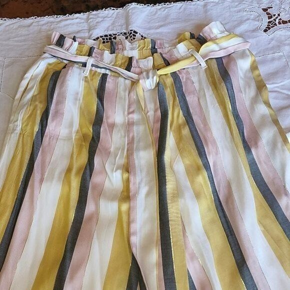 Designer Beige by ECI 2 piece Embellished Striped Colored Rayon Belte Size 34" / US 12 / IT 48 - 7 Thumbnail
