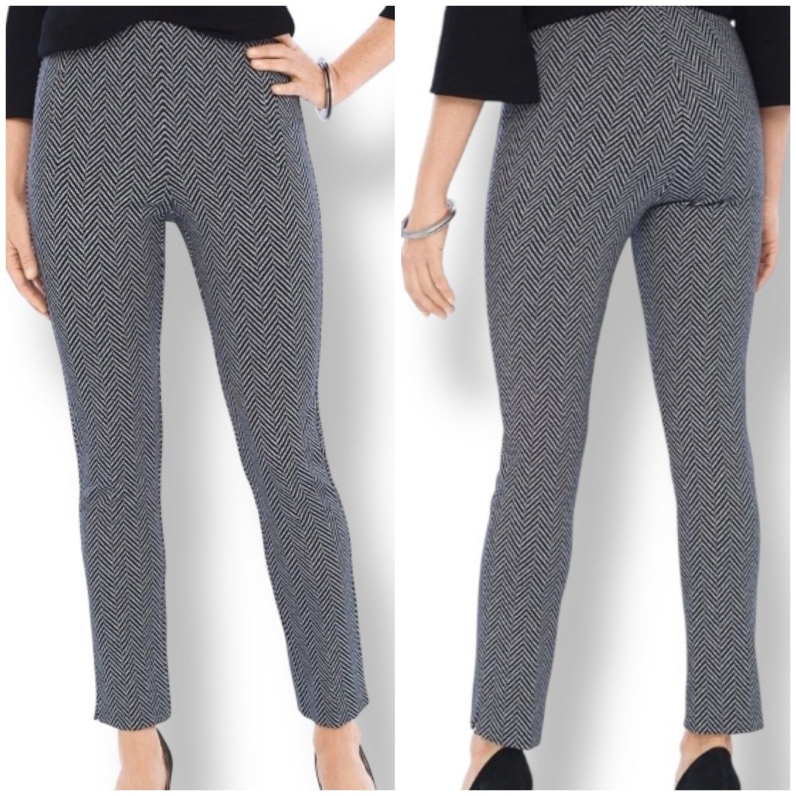 Chicos Chico's Juliet ankle herringbone high rise flat front pants Size 36" / US 14 / IT 50 - 2 Thumbnail