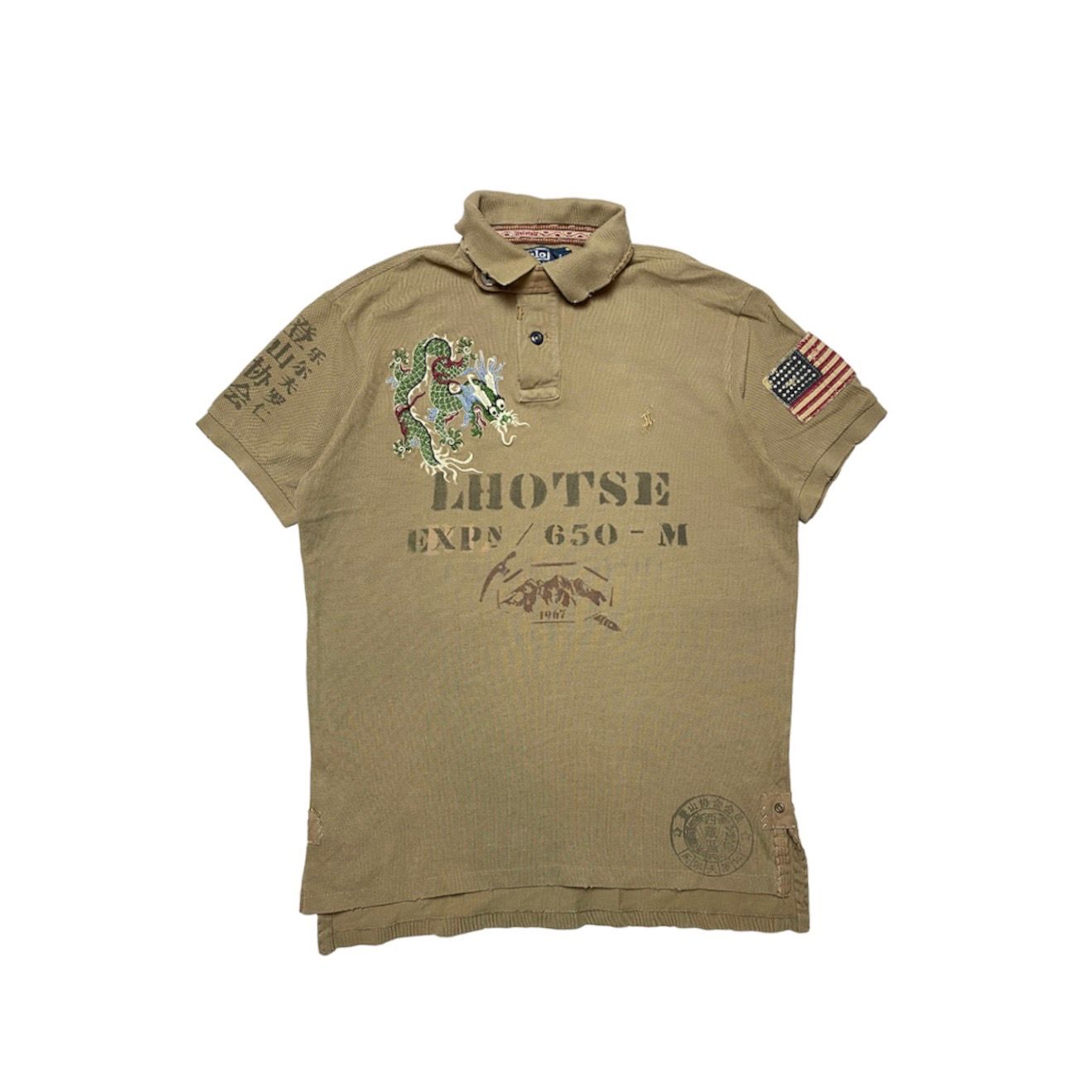 Pre-owned Polo Ralph Lauren X Vintage T-shirt Polo Ralph Laurent Lhotse Dragon Item In Brown