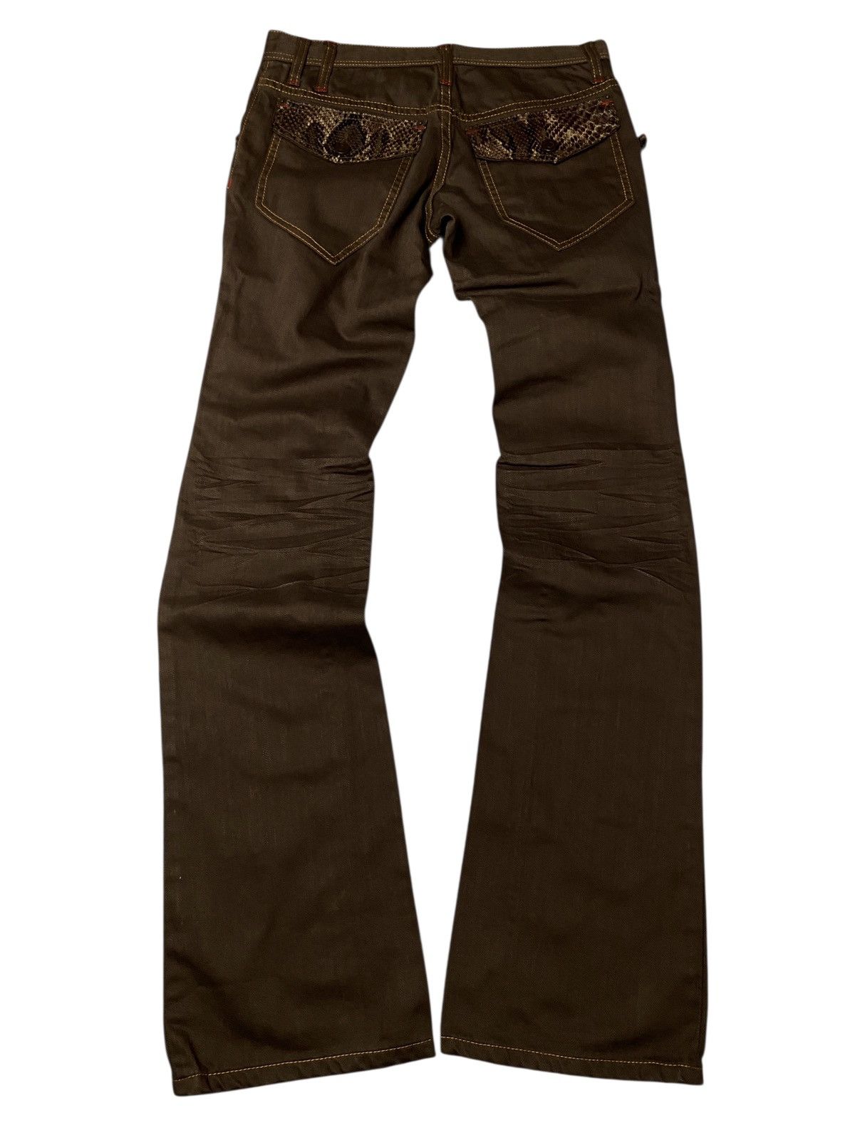 If Six Was Nine 2000's Modern Lovers Snakeskin Flared Jeans Size US 28 / EU 44 - 1 Thumbnail