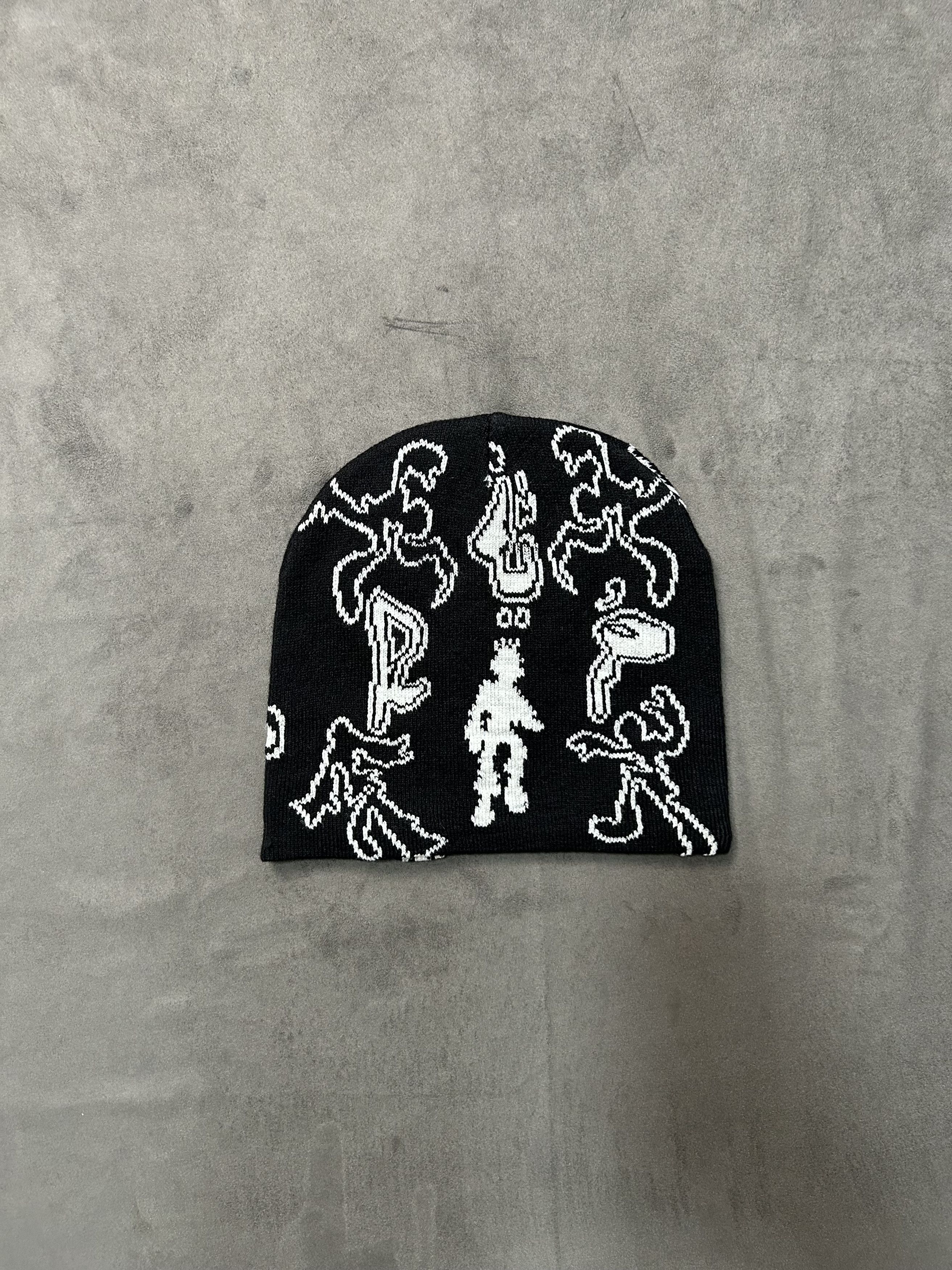 Japanese Brand Rare Y2k Style Print No Cuff Knit Cap Beanie Black Hat OS Size ONE SIZE - 1 Thumbnail