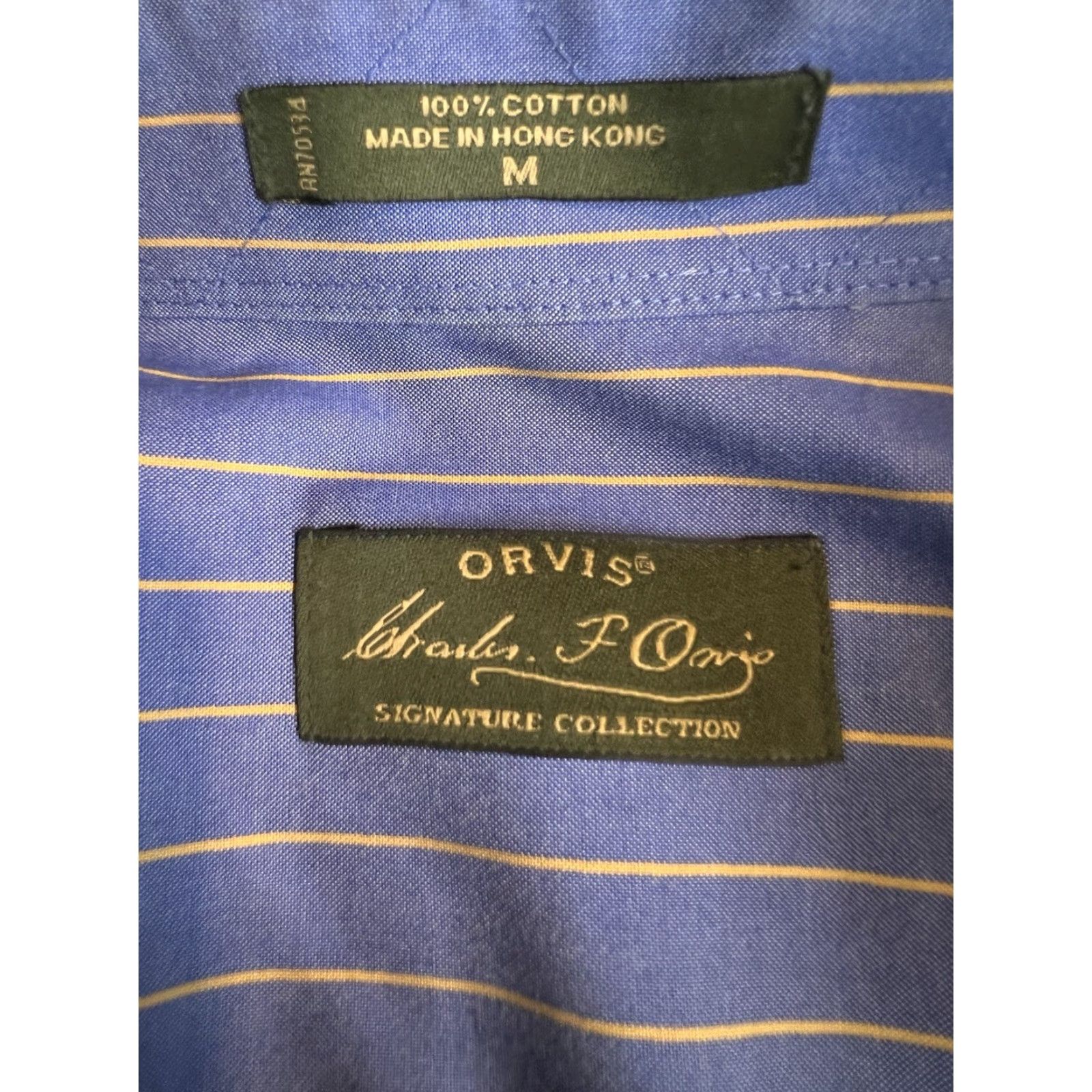 Orvis Orvis Button-Down Shirt Mens M Blue Striped Preppy Formal Office Casual Shirt Button-Up Long Sleeve Size 40R - 7 Thumbnail