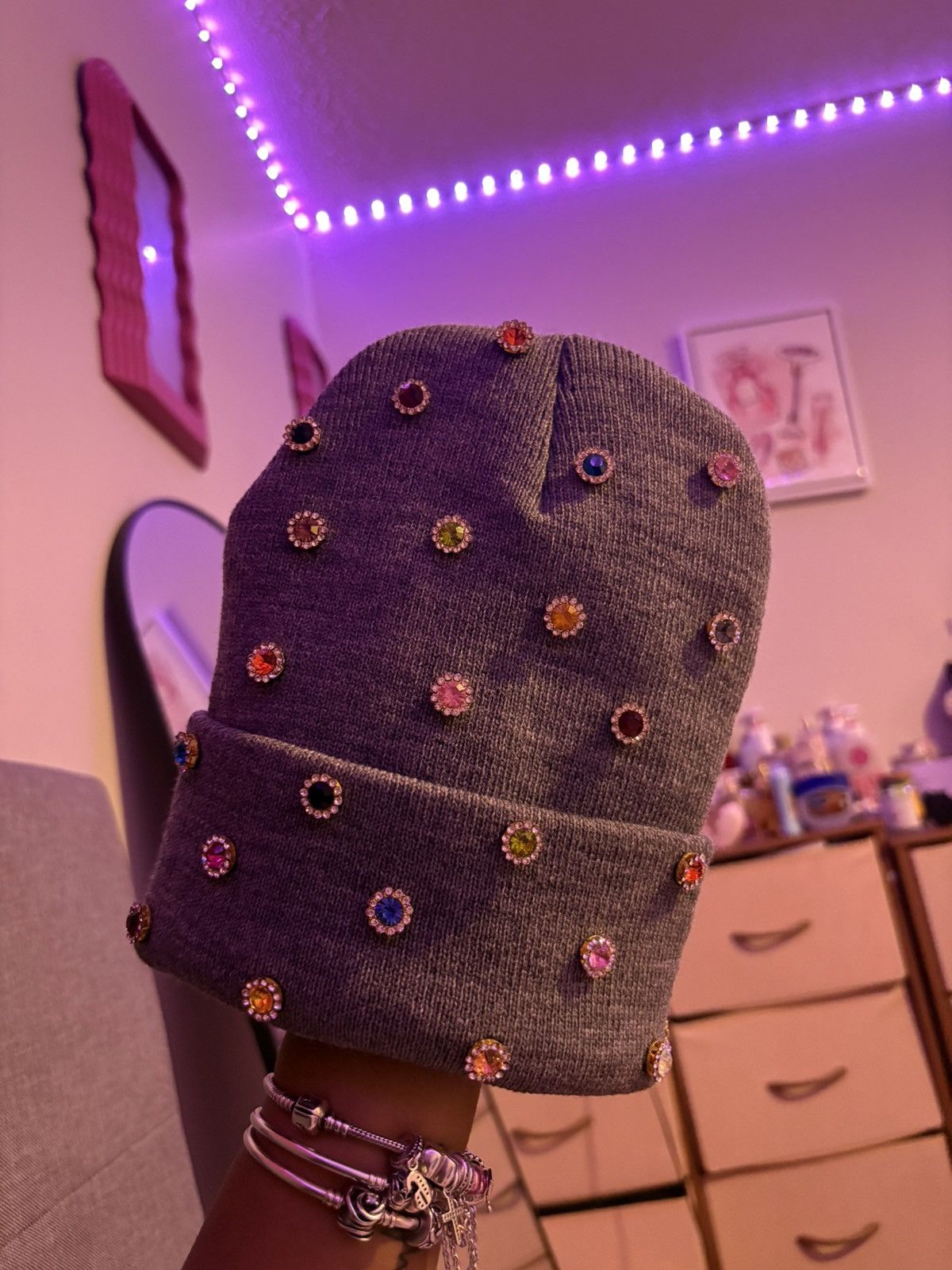Other UK dark grey bedazzled beanie Size ONE SIZE - 2 Thumbnail