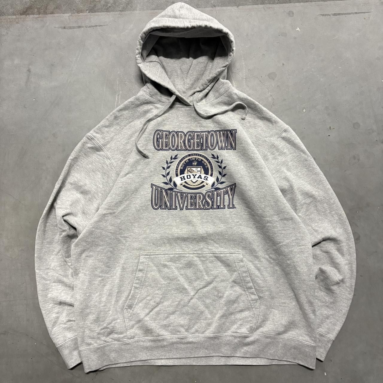 Japanese Brand × Vintage Crazy Vintage Y2K/2000s Georgetown University Grey College Essential Hoodie! Size US XL / EU 56 / 4 - 1 Thumbnail