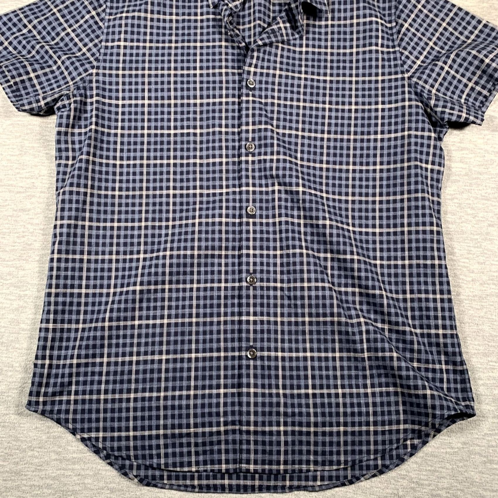 Theory Theory Shirt Mens Medium Blue Plaid Short Sleeve Button Zack S Balance Check Size US M / EU 48-50 / 2 - 3 Thumbnail
