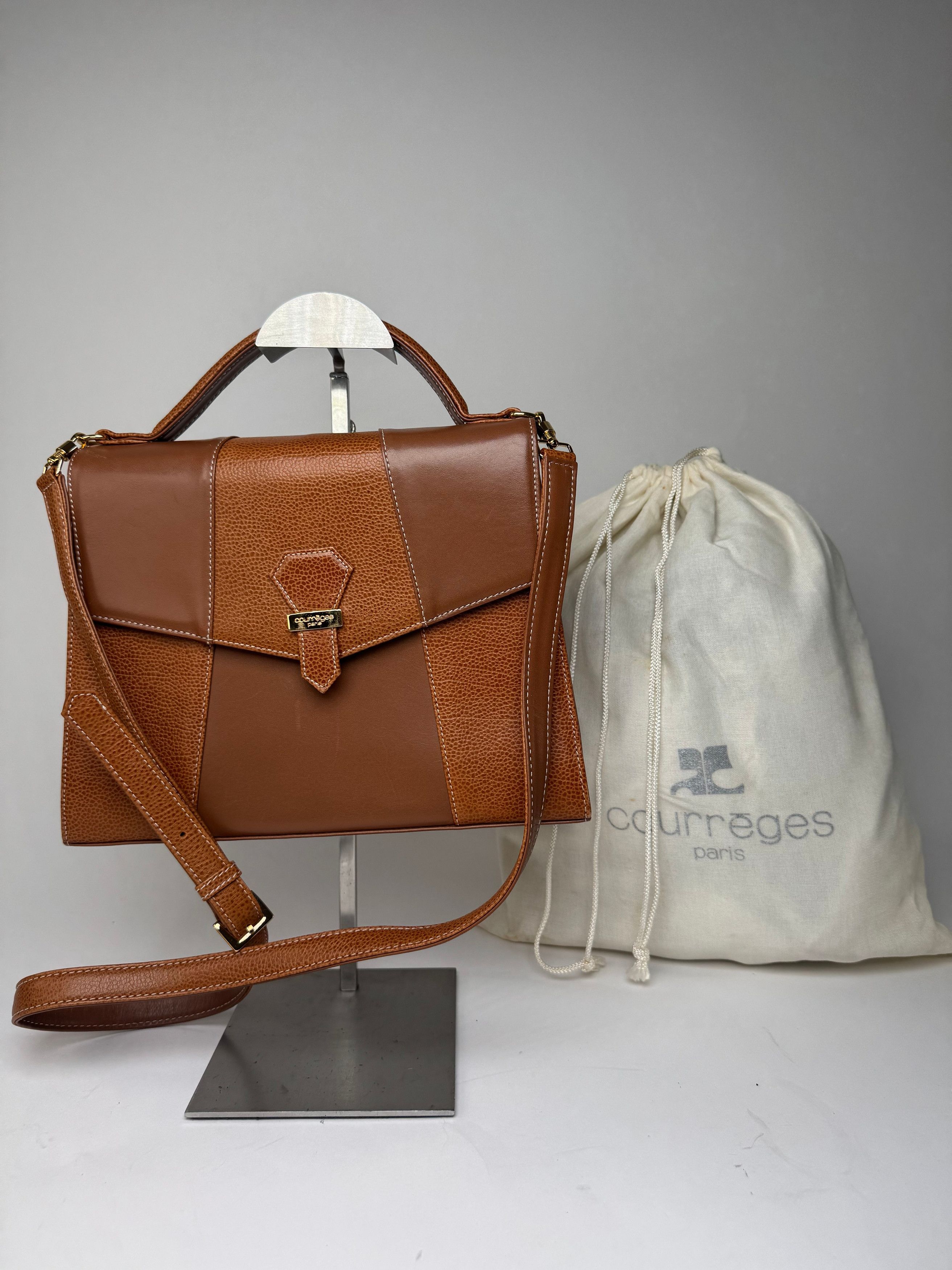 Courreges Vintage 2Way Leather Handbag Brown Size ONE SIZE - 1 Thumbnail