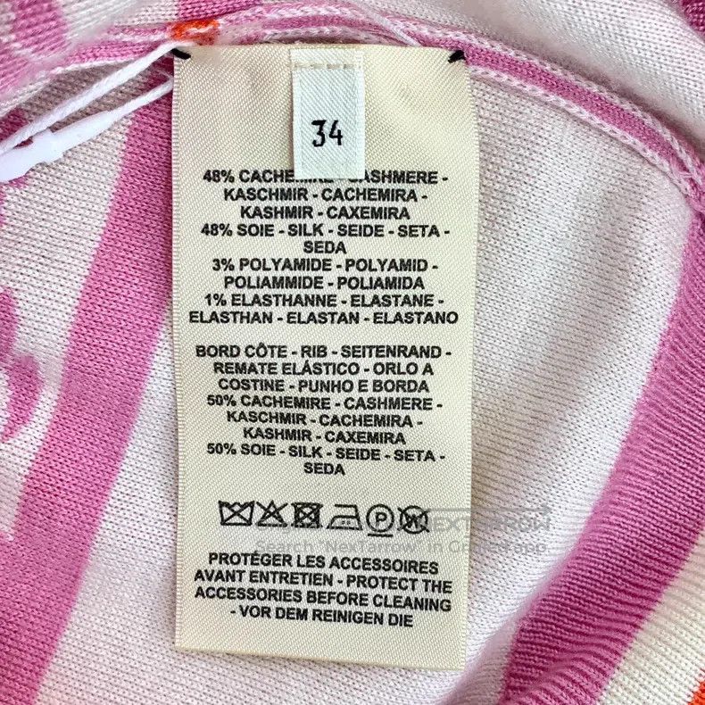 Hermes Hermes Pink Striped Rope Embroidered Cashmere Crew Neck Si Size XXS / US 00 / IT 34 - 6 Thumbnail