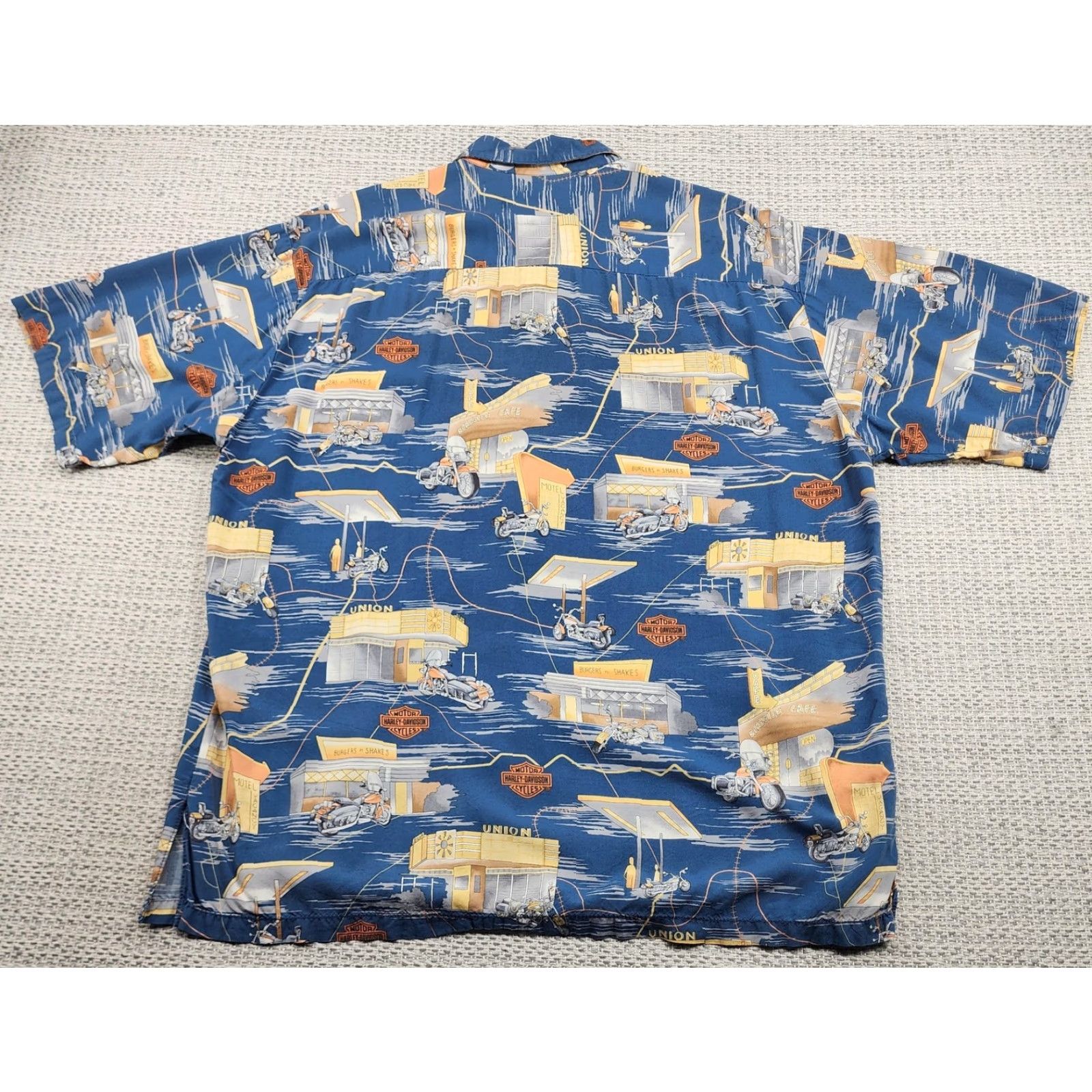 Harley Davidson VINTAGE Harley-Davidson Shirt Mens Large Blue Hawaiian Aloha Tori Richard 90s Size US L / EU 52-54 / 3 - 7 Thumbnail