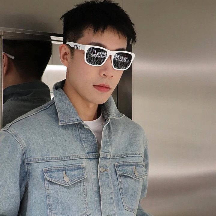 Dior Dior DIORB23 S1I 50B0 Sunglasses Shiny White Square Frame Size ONE SIZE - 3 Thumbnail