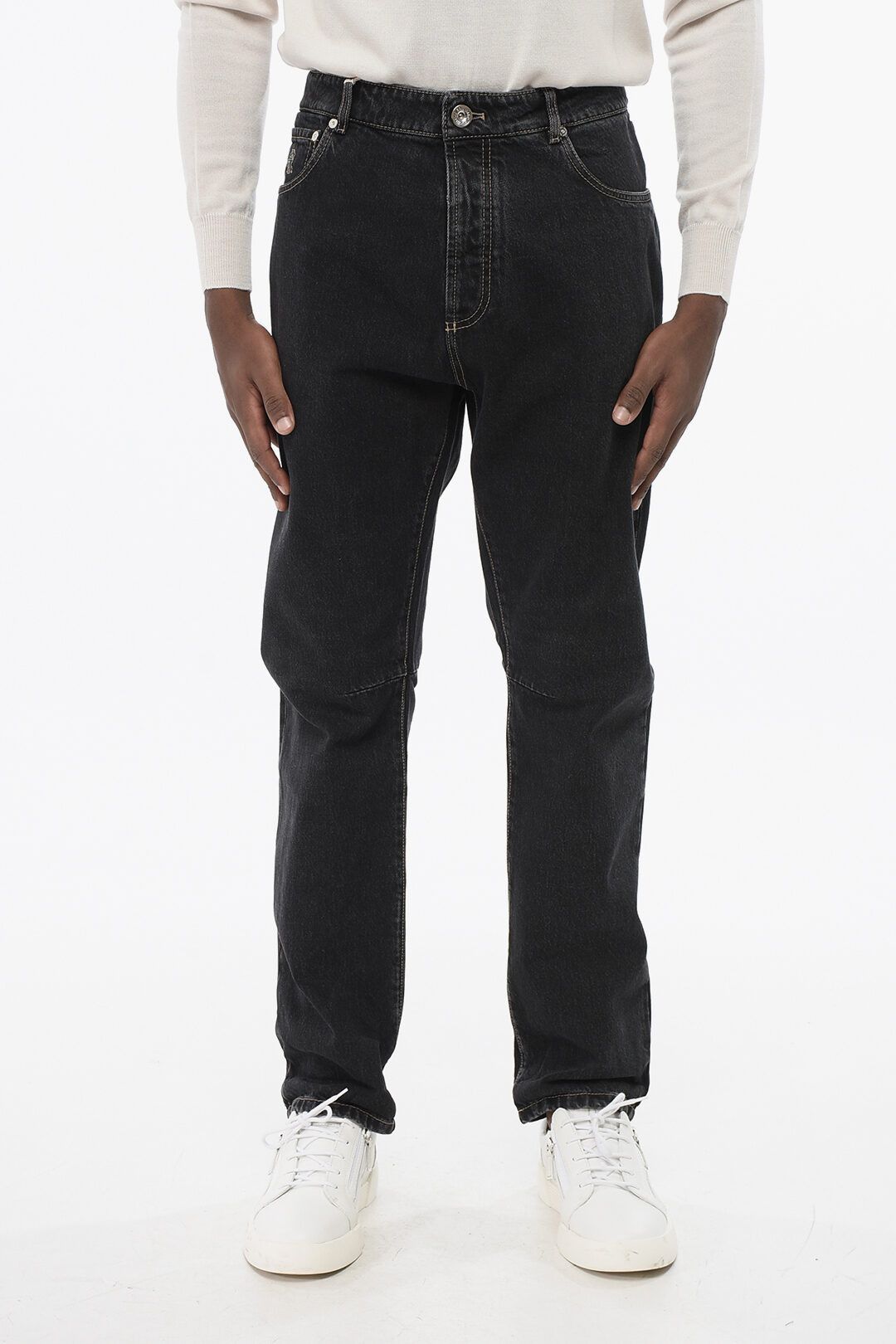 Brunello Cucinelli og1mm0725 Cotton Slim Fit Denim in Black Size US 40 / EU 56 - 1 Thumbnail