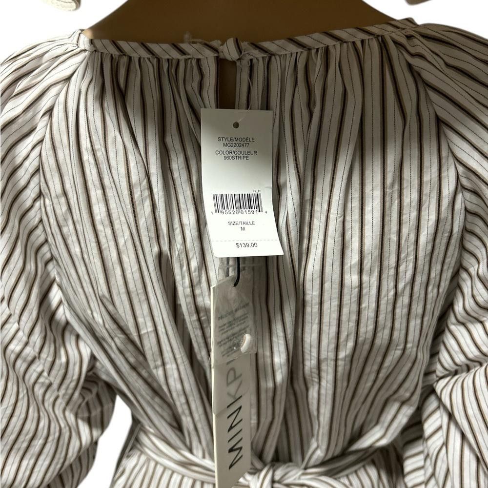 MINKPINK BNWT MINKPINK Women's Brown and White Striped Mini Dress Size M / US 6-8 / IT 42-44 - 3 Thumbnail