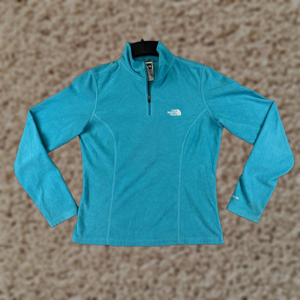 The North Face The North Face Sweater Women Small Blue TKA 100 Polyester Fleece Mock Neck Pullover Casual Fall Winter Size S / US 4 / IT 40 - 1 Thumbnail