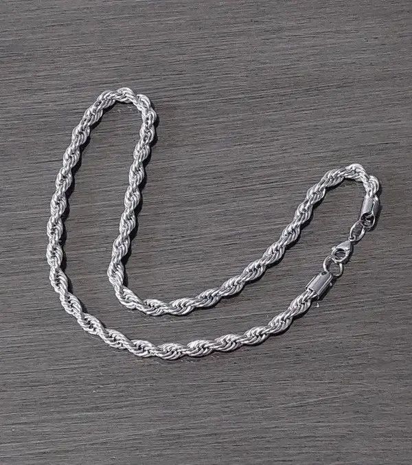 VIBE Silver 5mm Rope Chain Necklace Size ONE SIZE - 6 Thumbnail
