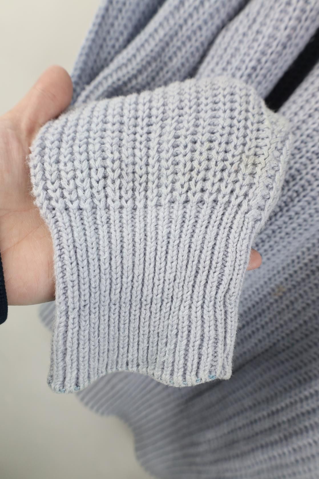 Vintage Vintage 90s Streetwear Ribbed Crewneck Sweater Light Blue Size US L / EU 52-54 / 3 - 5 Thumbnail