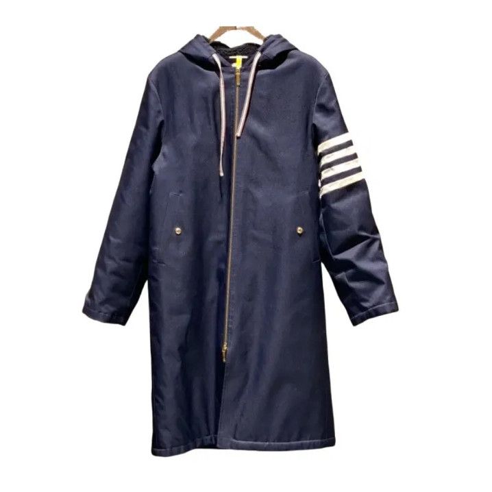 Thom Browne Thom Browne Long Blue Leather Coat for All Genders Size US S / EU 44-46 / 1 - 1 Thumbnail