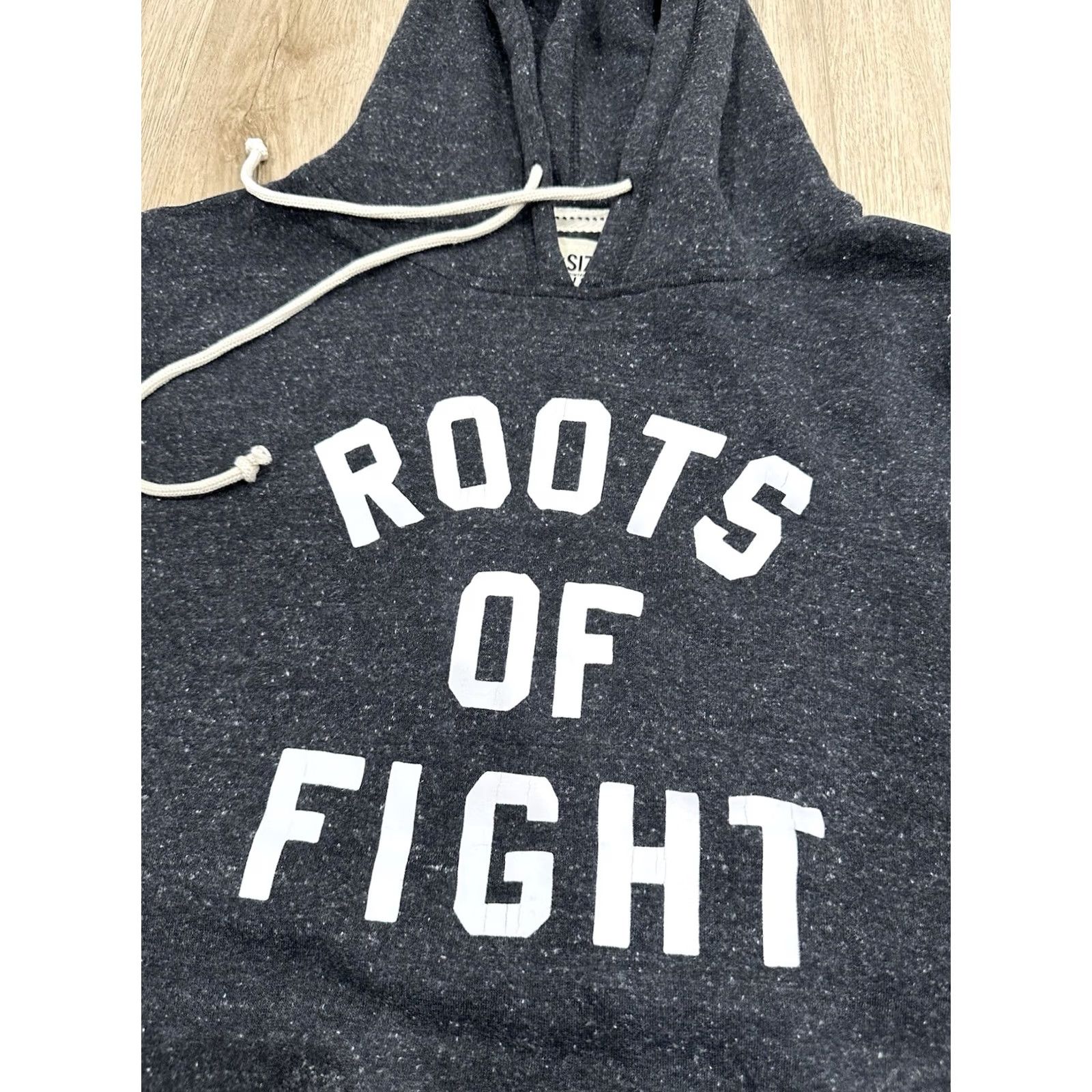 Roots VINTAGE Roots Of Fight Hoodie Shirt Mens Large Black Heather Triblend Fleece Pullover Size US L / EU 52-54 / 3 - 6 Thumbnail