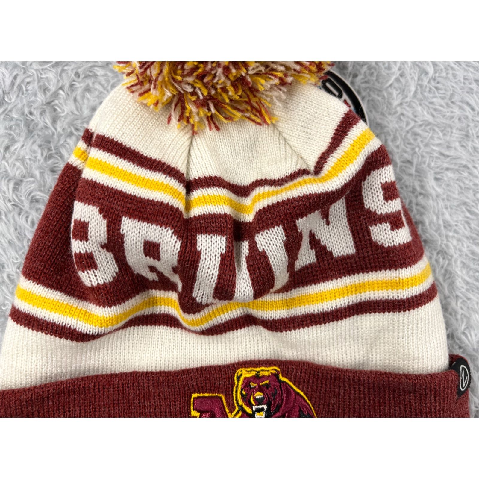 Zephyr VINTAGE Mountain View Bruins Beanie Toque Adult One Size Red Yellow Stripe Orem UT Pom Size ONE SIZE - 3 Thumbnail