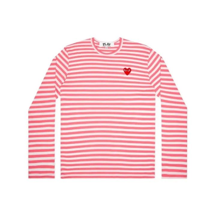 Comme des Garcons PLAY Comme des Garçons Play Striped Heart Long Sleeve T-Shirt 0079 Size M / US 6-8 / IT 42-44 - 1 Thumbnail