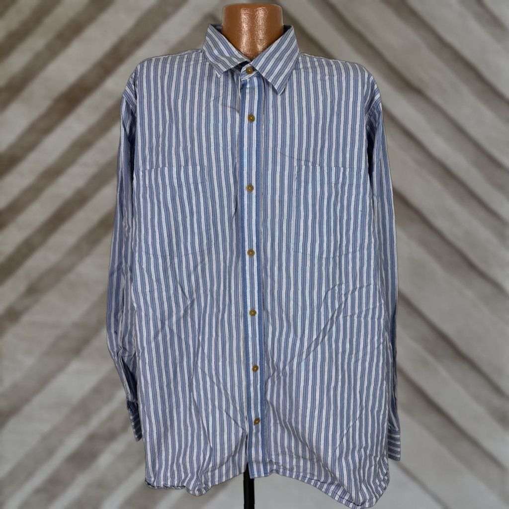 Timberland VINTAGE Timberland Shirt Men 3XL Slim Blue Striped Button-Up Size US XXL / EU 58 / 5 - 1 Thumbnail