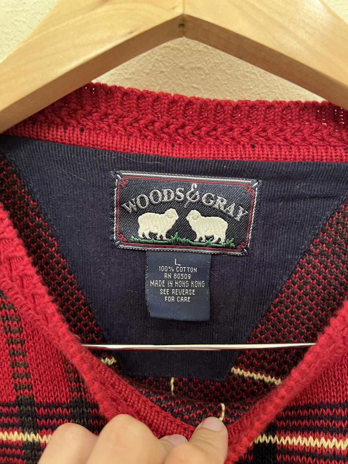 Designer Woods & Gray Plaid Red Sweater Size US L / EU 52-54 / 3 - 3 Thumbnail