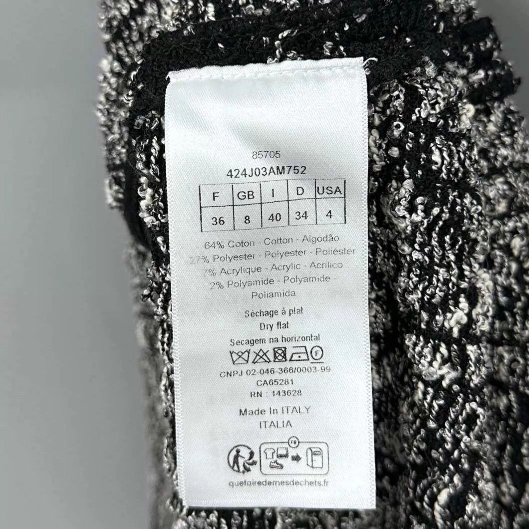 Dior Dior Black & White Tweed Vine Check Logo Mini Skirt 36 Size 26" / US 2 / IT 38 - 4 Thumbnail