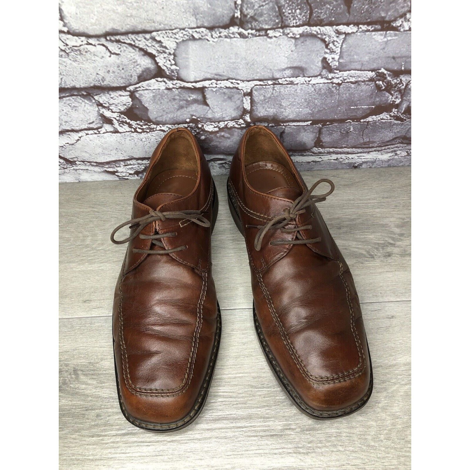 Ecco Ecco Vibram Gumlite Brown Leather Square Toe Oxfords Dress S Size US 12 / EU 45 - 2 Thumbnail