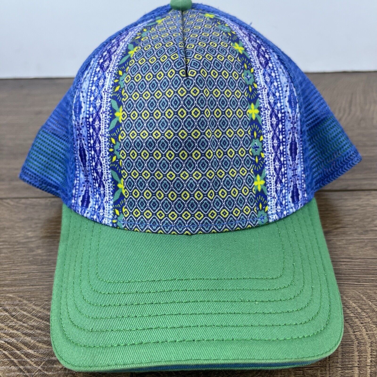 Other Farmer Hat Blue Green Yellow Snapback Hat Blue Adjustable Ha Size ONE SIZE - 2 Thumbnail