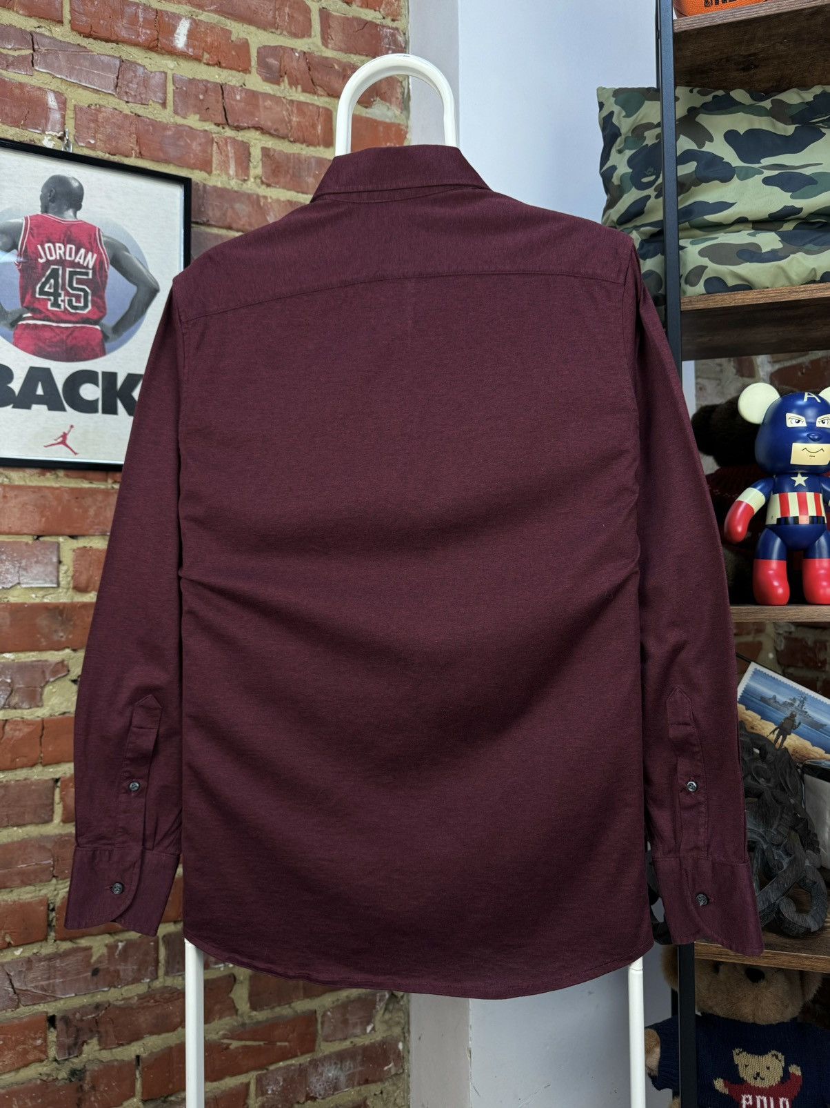 Boggi × Designer BOGGI Milano Burgundy Casual Slim Fit Long Sleeve Shirt Size US M / EU 48-50 / 2 - 14 Thumbnail
