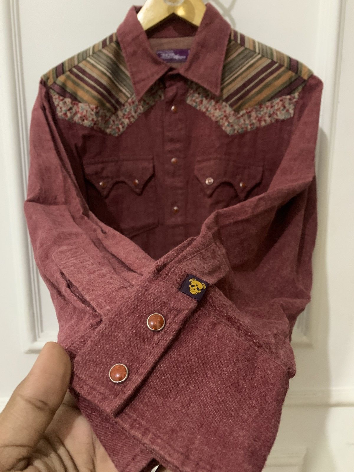 291295=Homme 291295＝HOMME • Floral Western Cowboy Shirt Harajuku Style Size M / US 6-8 / IT 42-44 - 3 Thumbnail