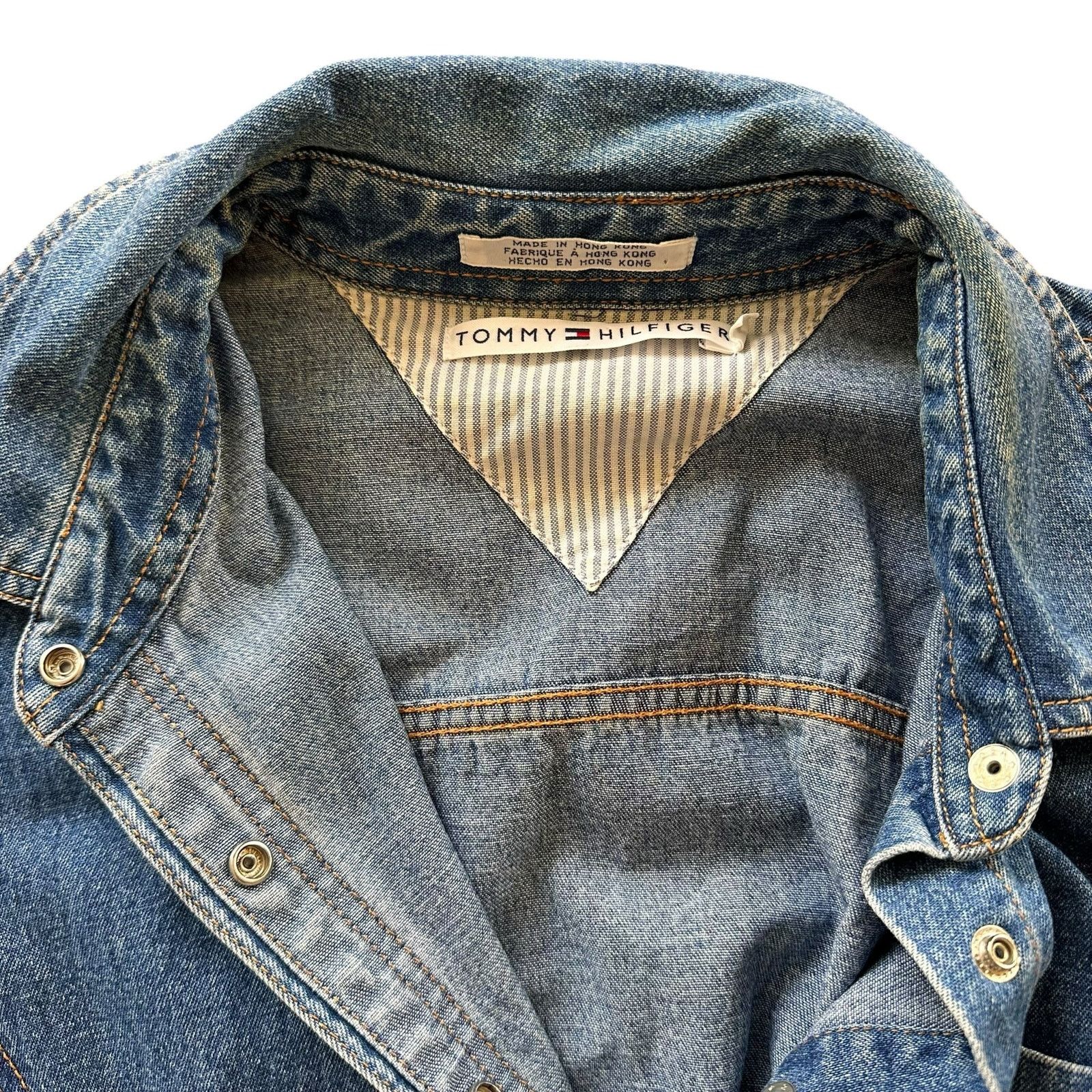 Tommy Hilfiger Tommy Hilfiger Y2K Denim Mini Dress Pearl Button Front 14 Size XL / US 12-14 / IT 48-50 - 15 Thumbnail