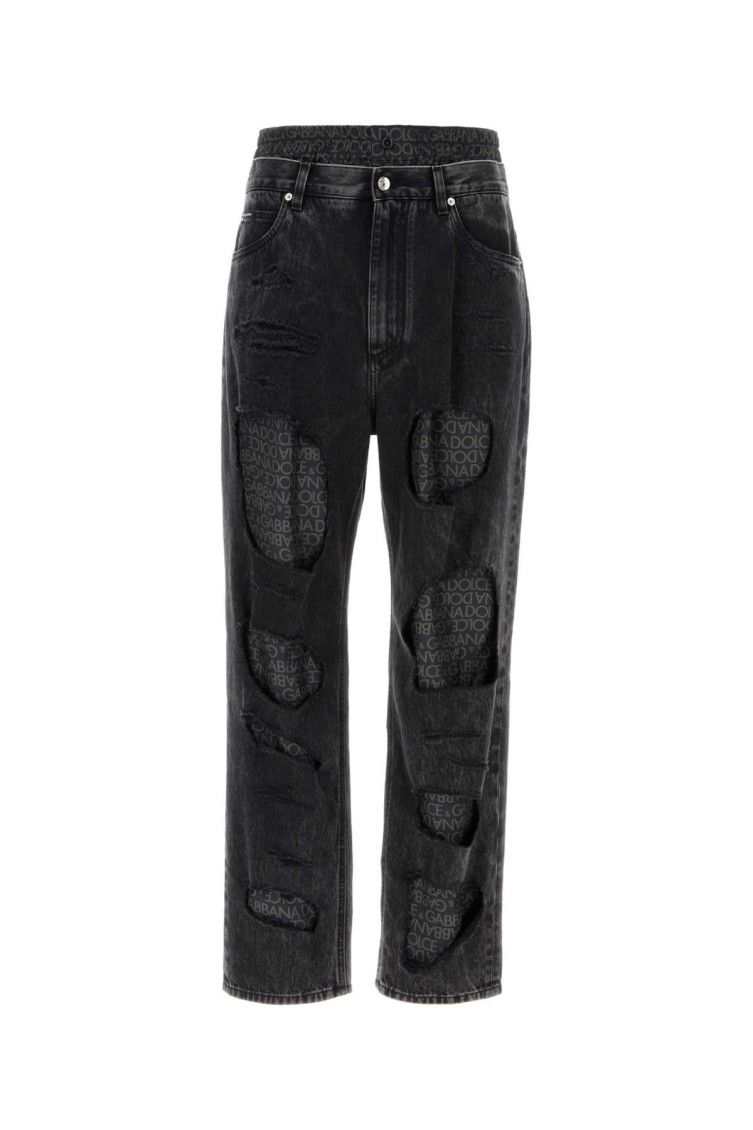 Dolce & Gabbana o1y0125 Logo Print Jeans in Dark Grey Size US 30 / EU 46 - 1 Thumbnail