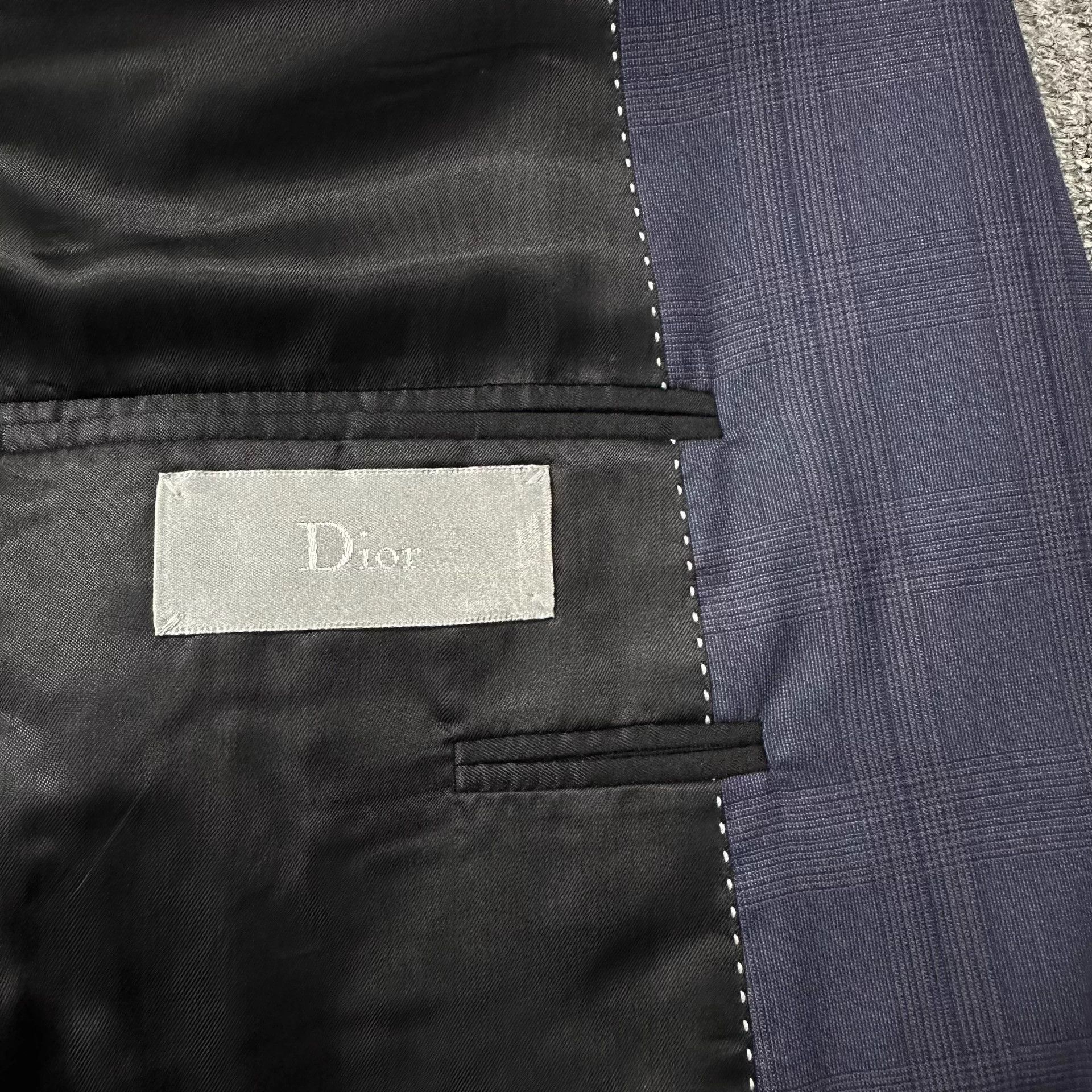 Dior Dior Midnight Blue Purple Tint Check Suit 46 Size 46R - 5 Thumbnail