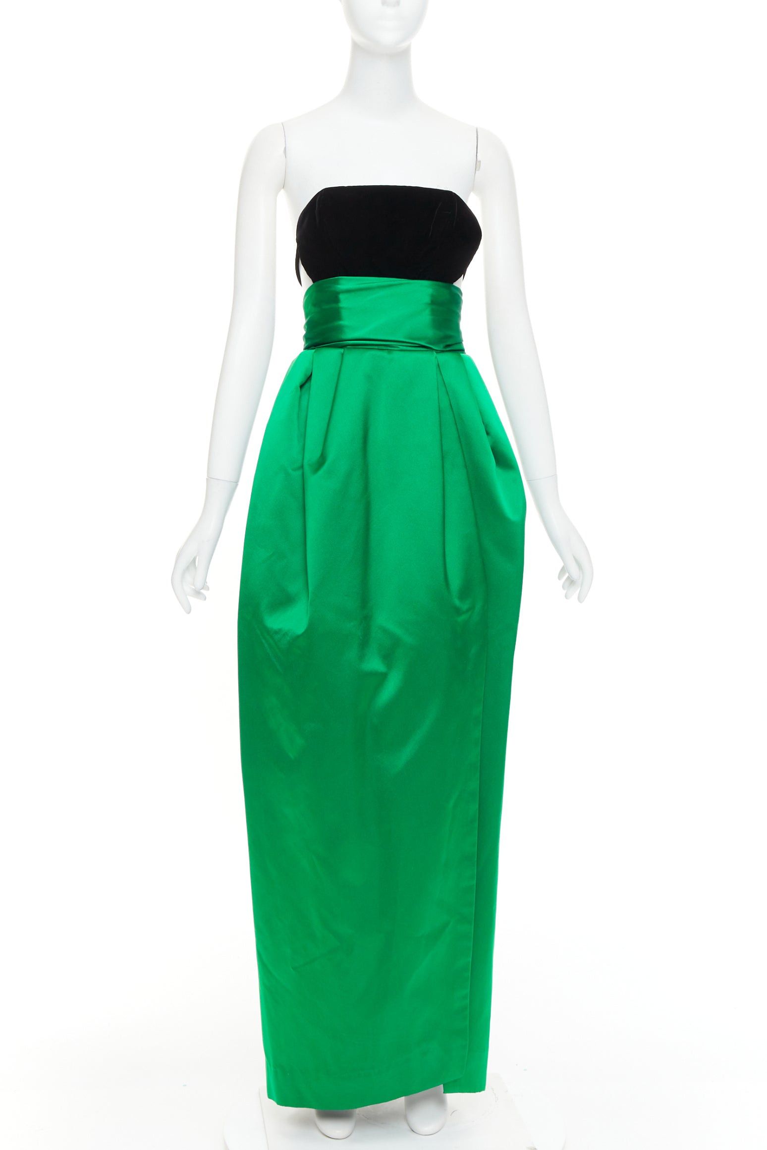 Alexandre Vauthier rare ALEXANDRE VAUTHIER COUTURE AW2020 Runway black velvet green duchess satin gown Beyonce Size S / US 4 / IT 40 - 1 Thumbnail