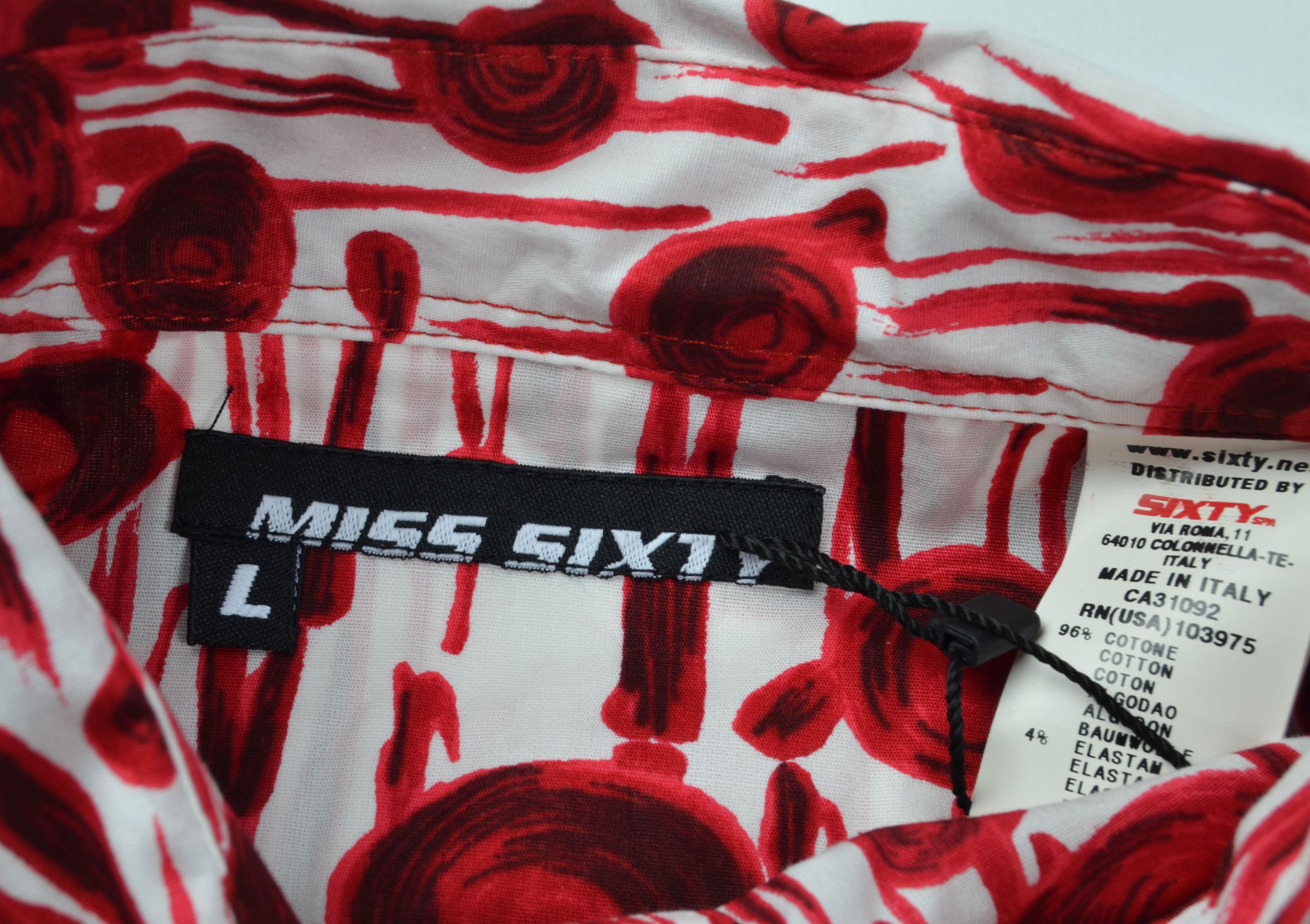 Miss Sixty × Vintage Miss Sixty Y2K Coquette Red Floral Print Short Sleeve Shirt Size L / US 10 / IT 46 - 8 Thumbnail