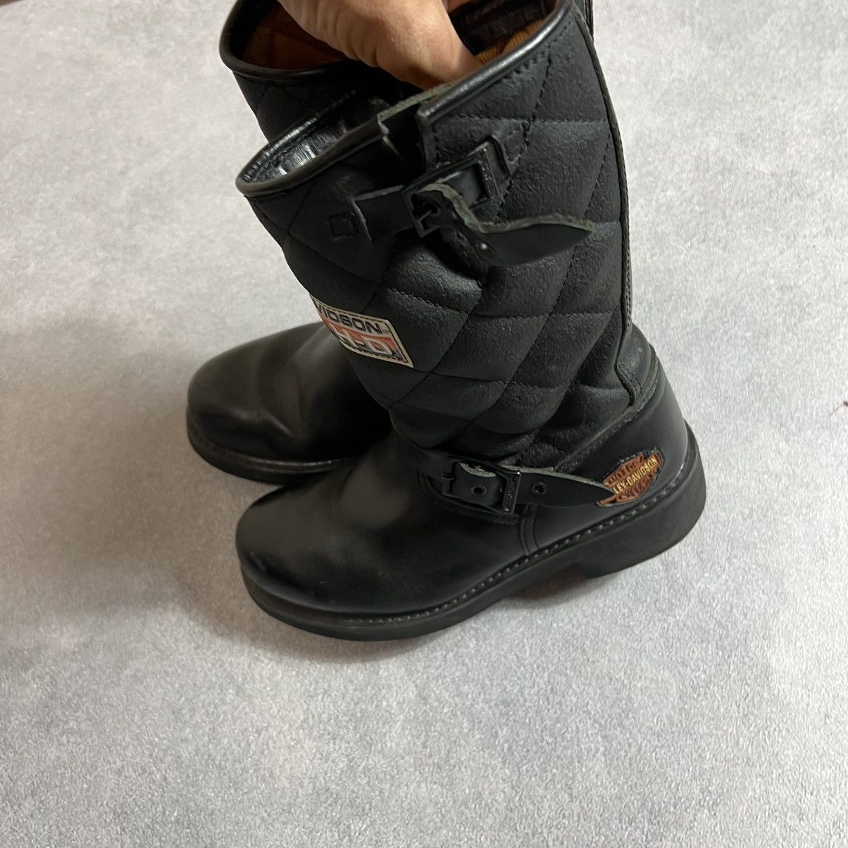 Harley Davidson 🖤 Vintage Harley-Davidson Quilted Leather Biker Boots Size US 7 / IT 37 - 8 Thumbnail