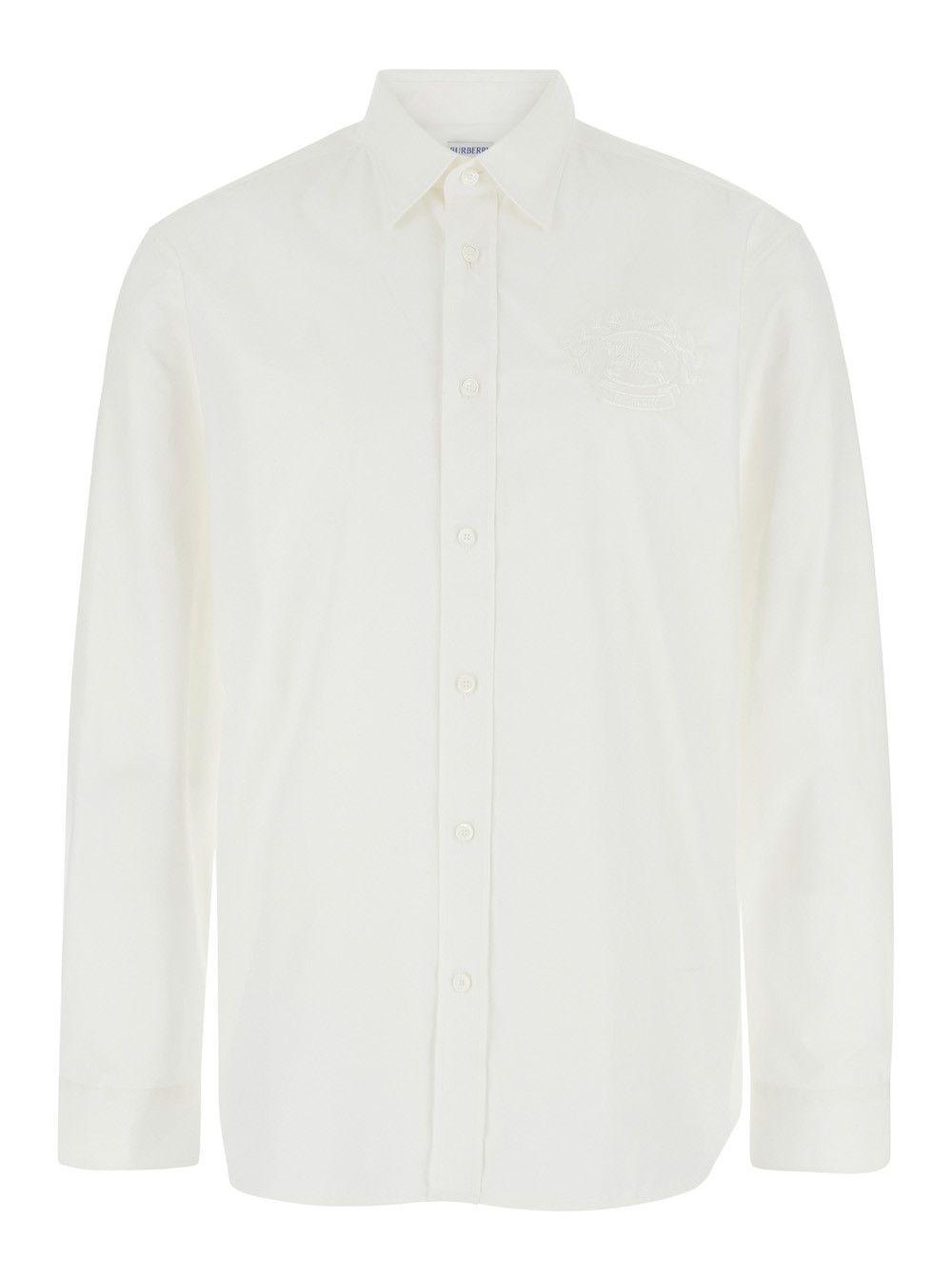 Burberry White Shirt with Classic Collar and Embroidered Logo on the Front in Cotton Man Size US XXS / EU 40 - 1 Thumbnail