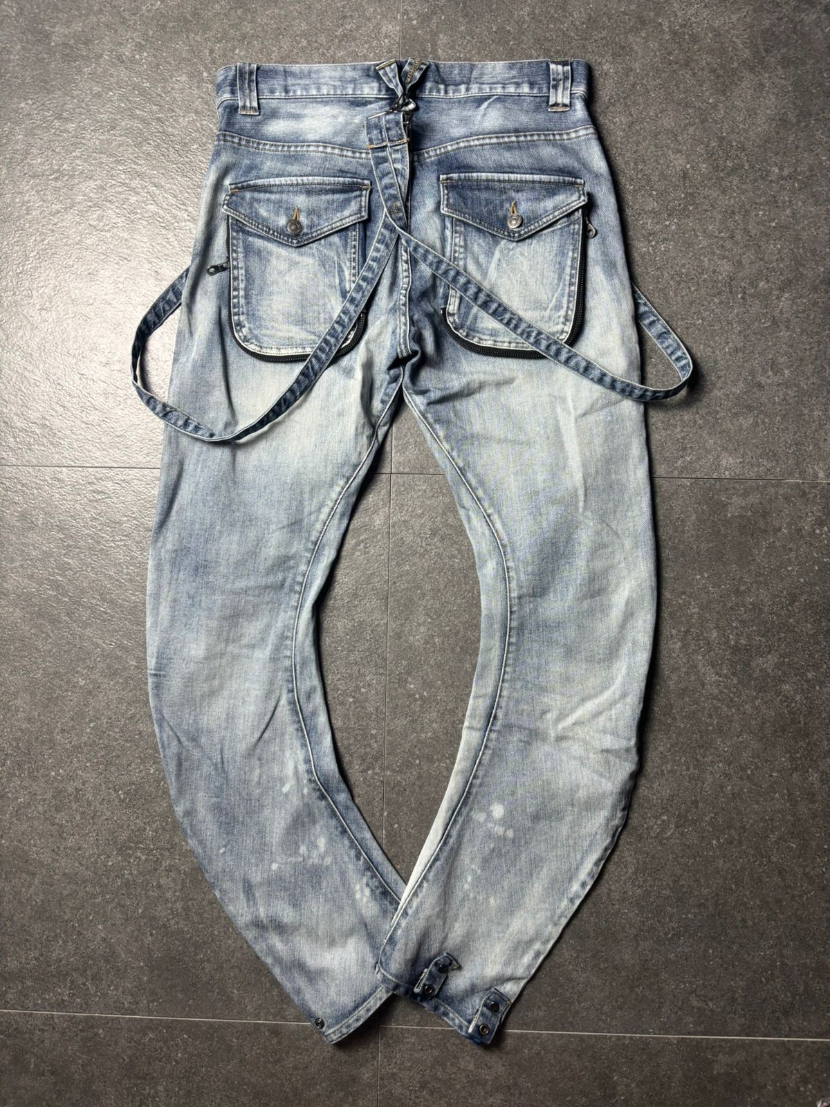 PPFM 2000s PPFM Suspender J-Cut Washed Jeans Size US 30 / EU 46 - 9 Thumbnail
