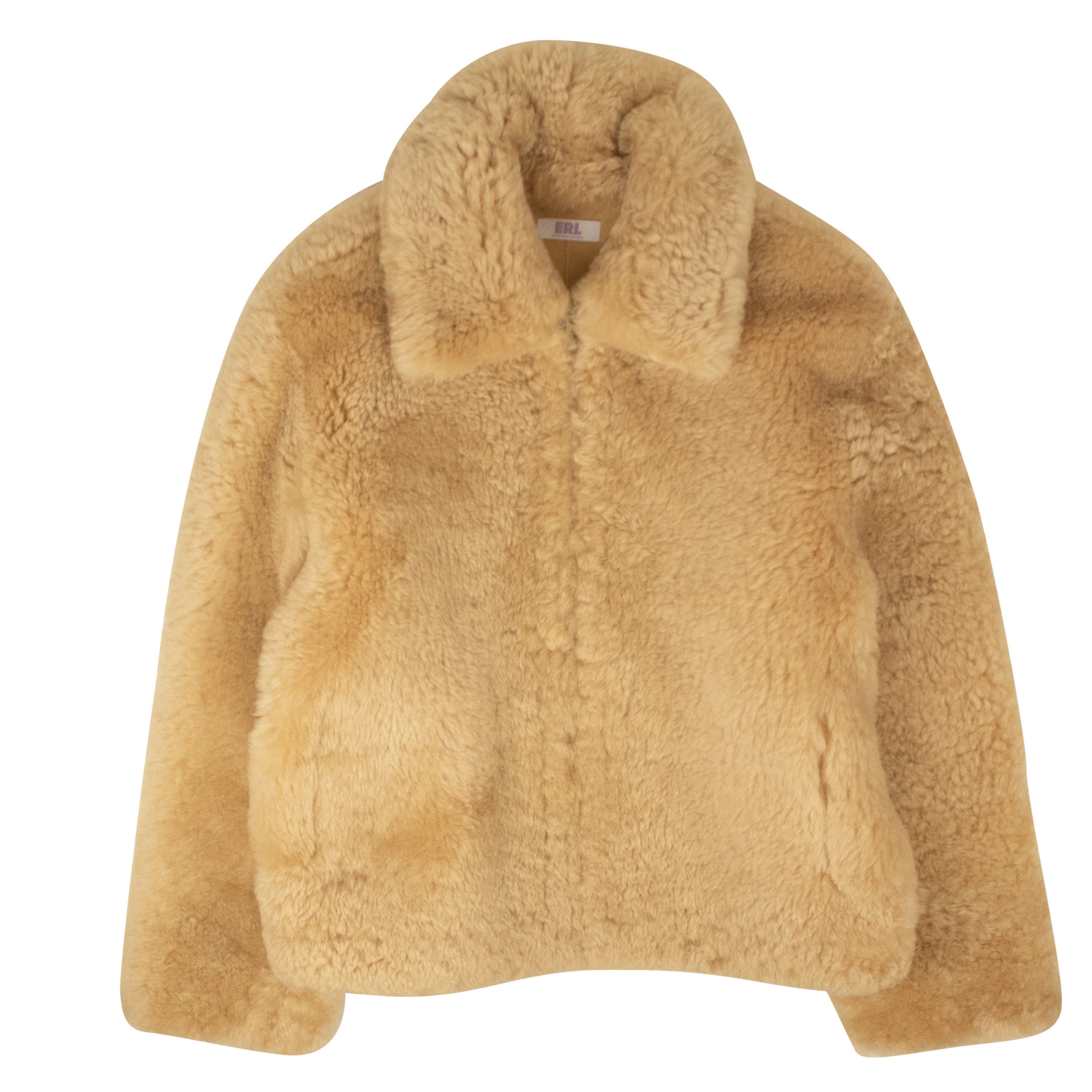 image of Erl Beige Shearling Leather Coat Size M, Men's