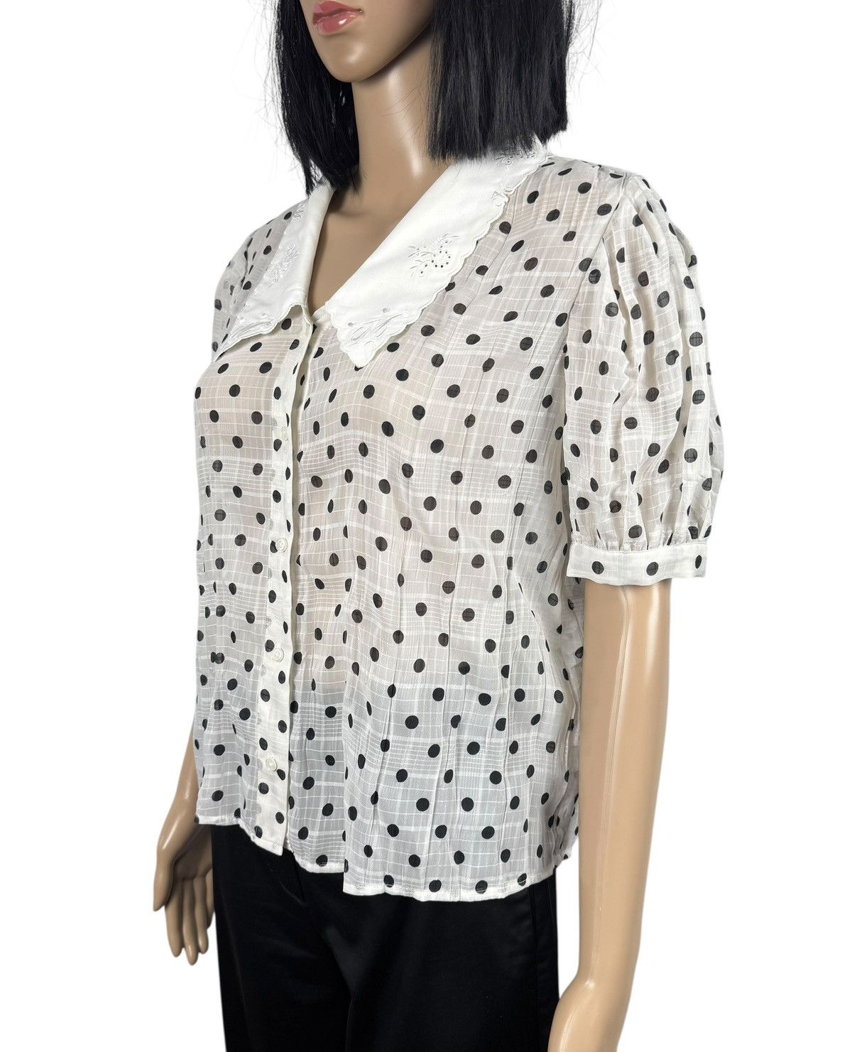 Maje Maje Polka Dot Peter Pan Collar Button Up Viscose Polyester Size S / US 4 / IT 40 - 5 Thumbnail