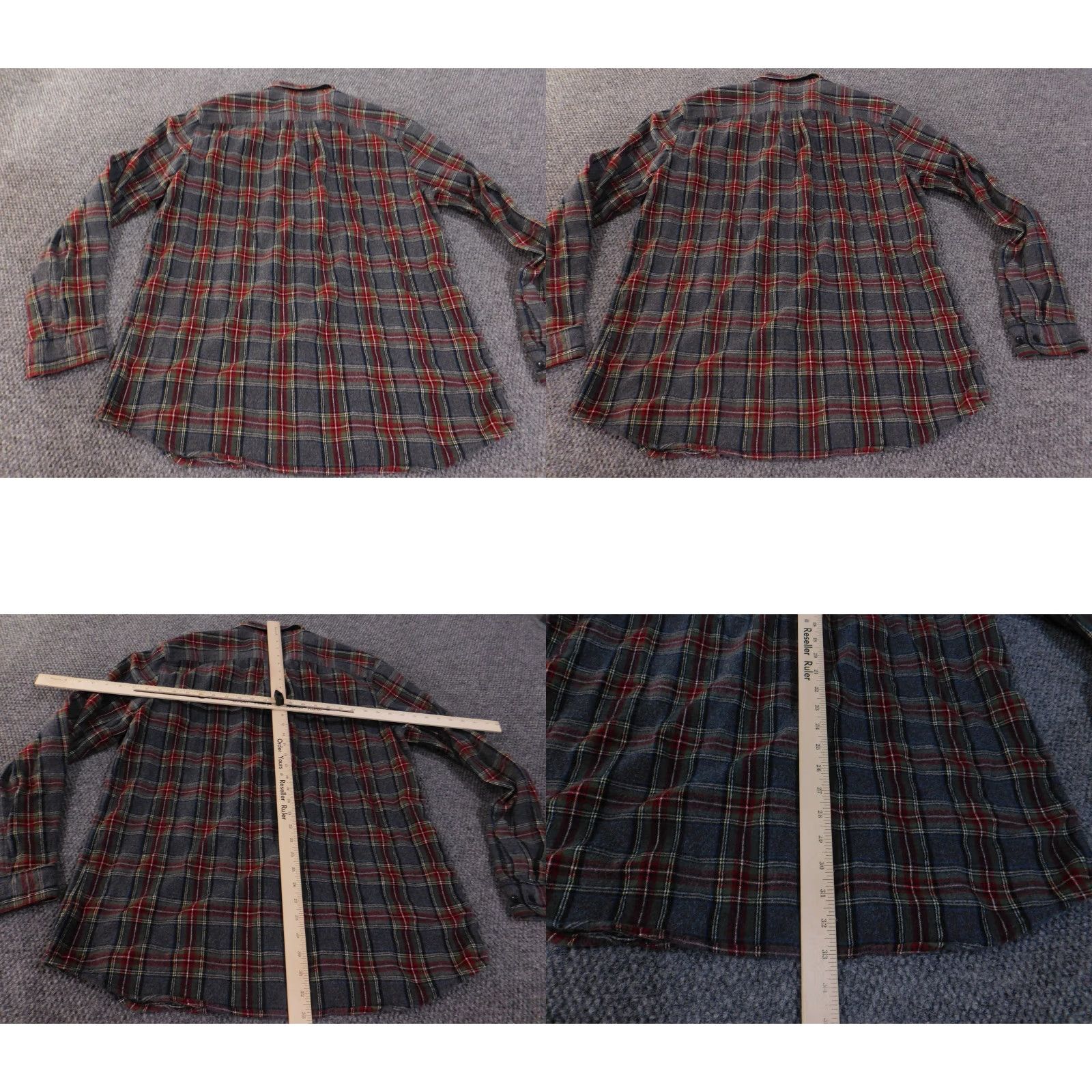 Vintage LL Bean Shirt Mens Large Tall Gray Red Plaid Flannel Button Down Traditional Fit Size US L / EU 52-54 / 3 - 8 Thumbnail