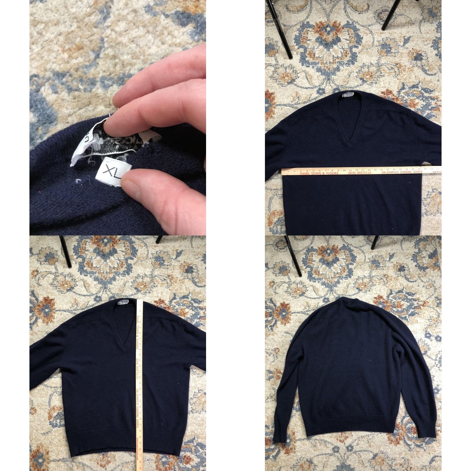 Vintage VINTAGE Simpson Piccadilly Mens XL Navy Blue Pure Cashmere V Neck Pullover Knit Sweater Size US XL / EU 56 / 4 - 8 Thumbnail