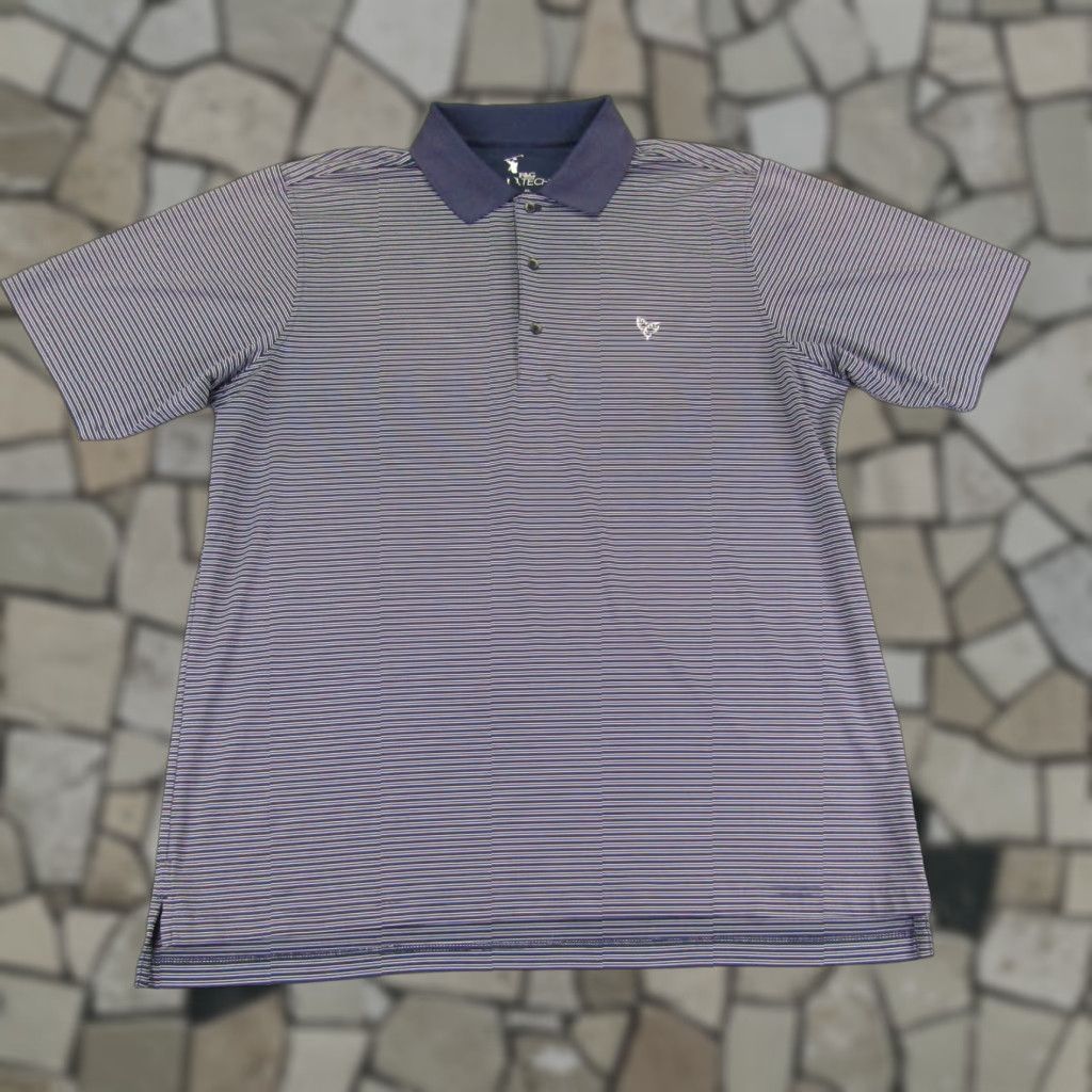 Vintage F&G Golf Polo Shirt XL Blue Striped Short Sleeve Casual Sports Men Size US XL / EU 56 / 4 - 1 Thumbnail