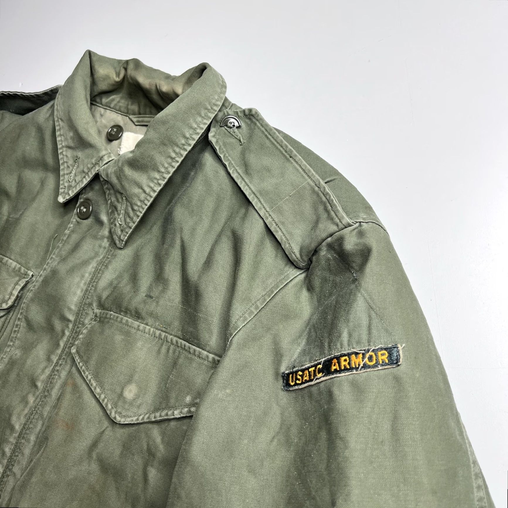 Vintage VINTAGE Military Coat Mens Small Short Green 50s OG-107 USATC Armor Field Coat Jacket Size US 29 - 3 Thumbnail