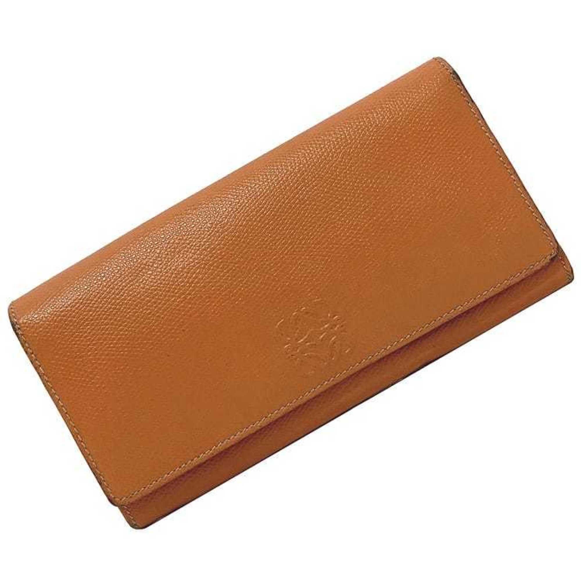image of Loewe Folio Long Wallet Orange Anagram Grain Leather Ladies in Black, Women's