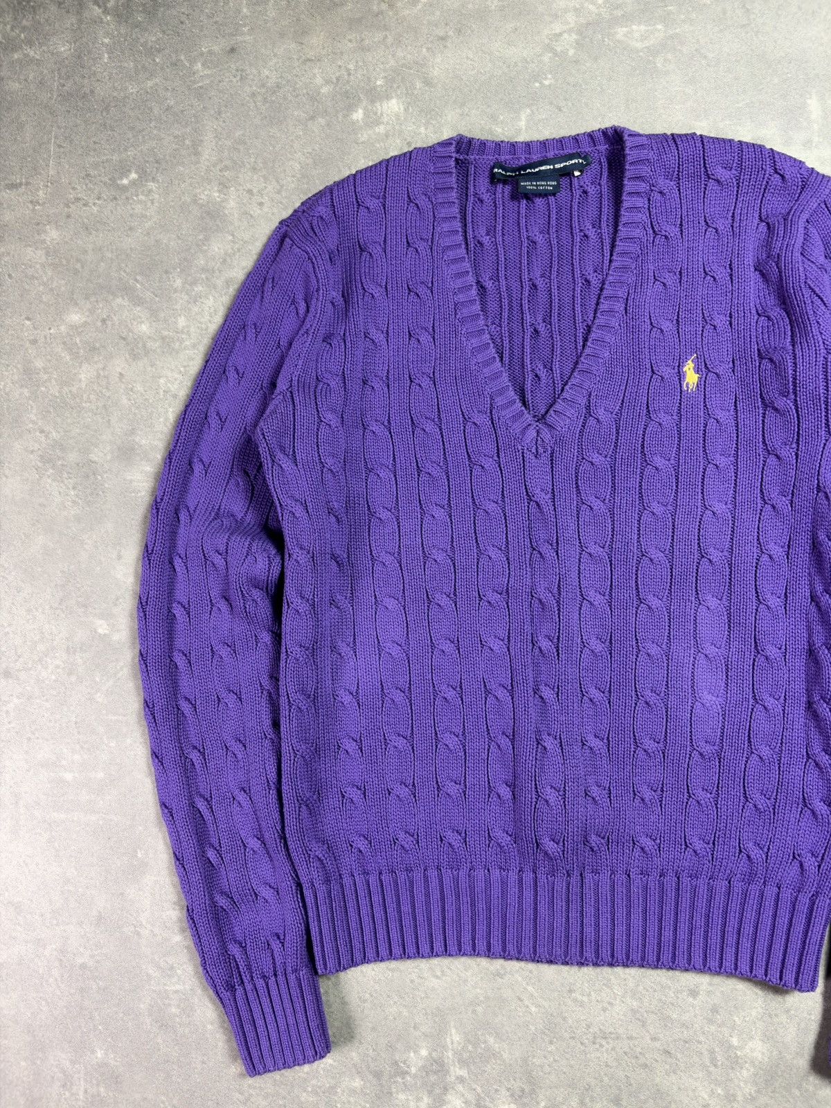 Polo Ralph Lauren Vintage Y2K V-Neck Ralph Lauren Sport Cable Knit Sweater L Size L / US 10 / IT 46 - 3 Thumbnail